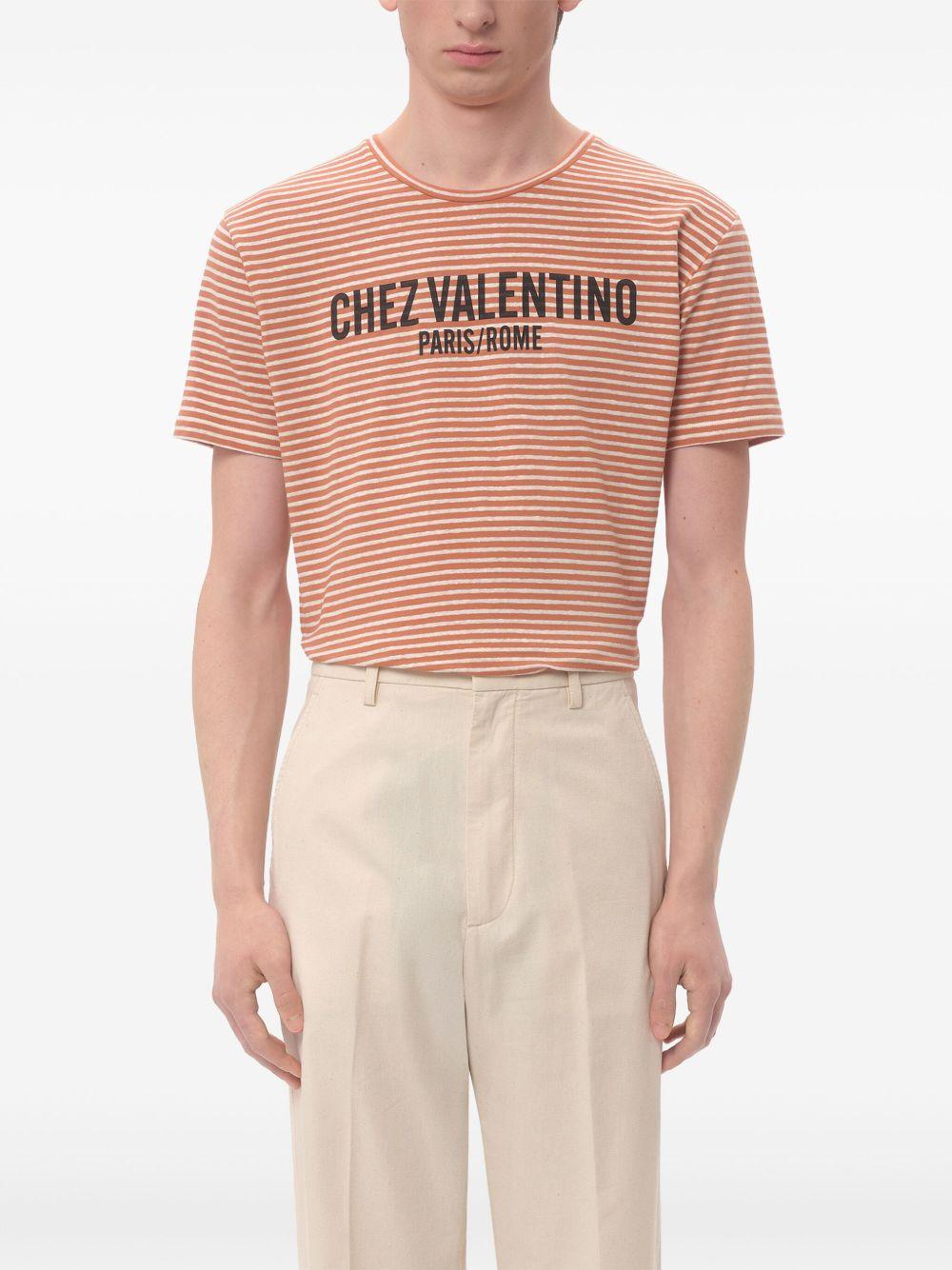 Chez Valentino-print striped T-shirt<BR/><BR/><BR/> 6V3MG16SAPY RGV VALENTINO GARAVANI