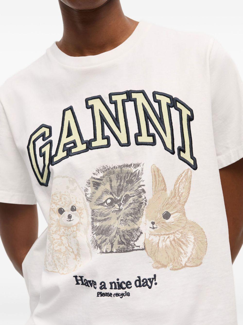 Animal Print T-shirt T4237 151 GANNI