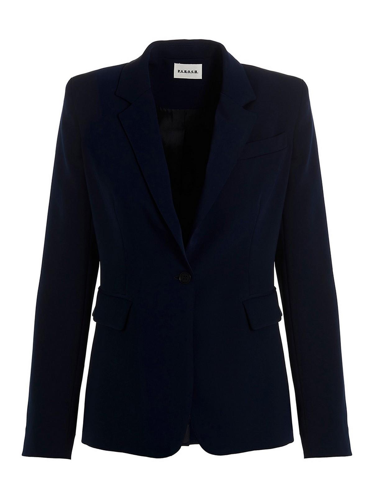Navy blue satin finish jacket D420271 012 P.A.R.O.S.H.