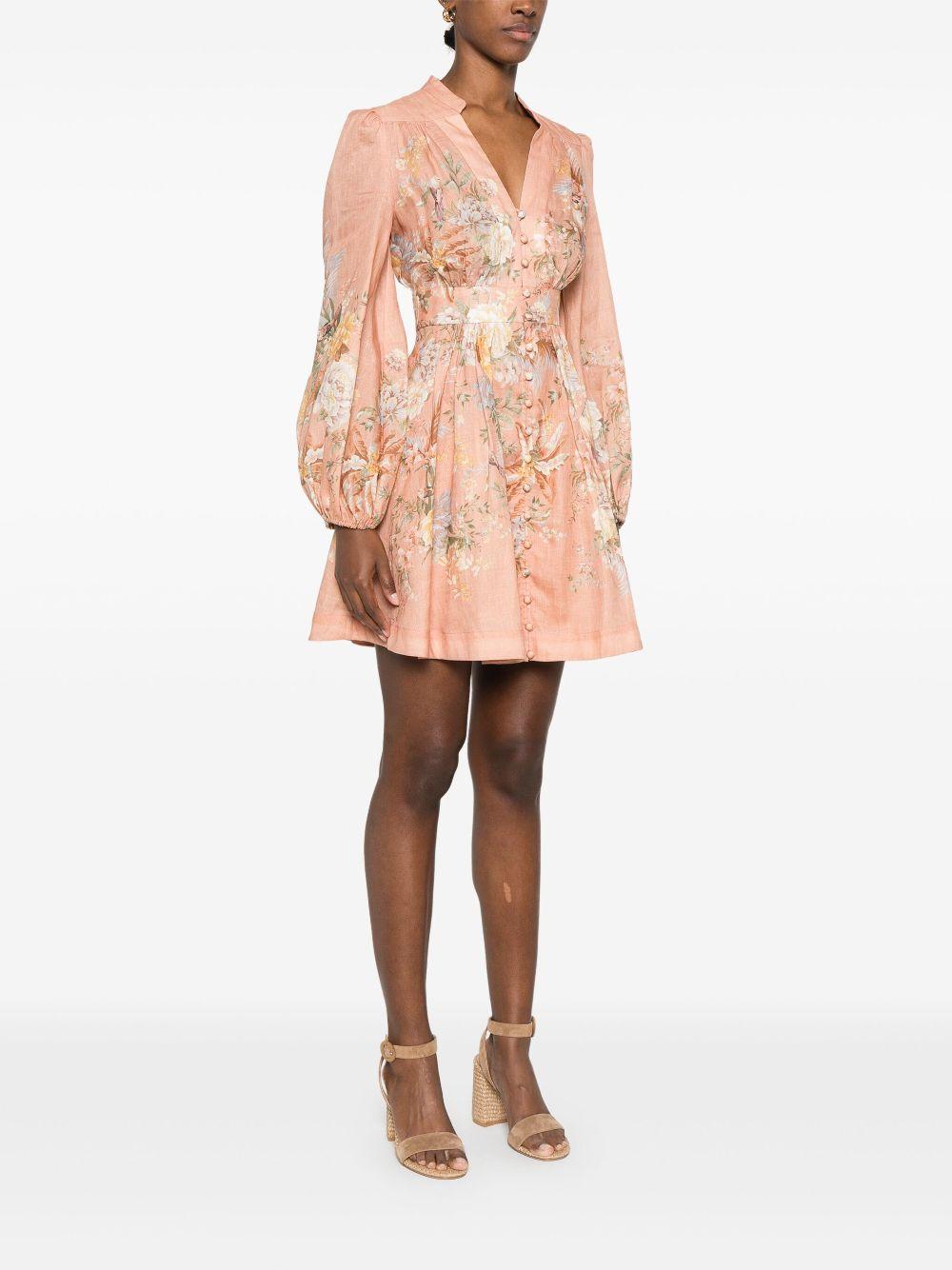 Tallow Plunge mini dress<BR/><BR/><BR/> 0932DRS253 PKMF ZIMMERMANN