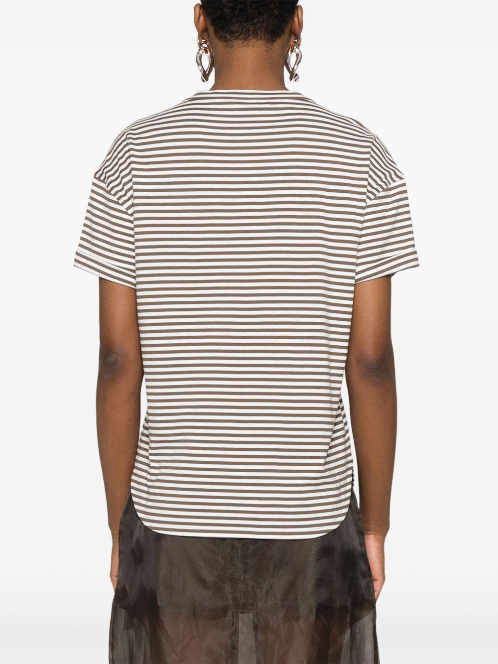 Striped cotton jersey T-shirt with shiny pocket detaiL ML929HA820 C004 BRUNELLO CUCINELLI