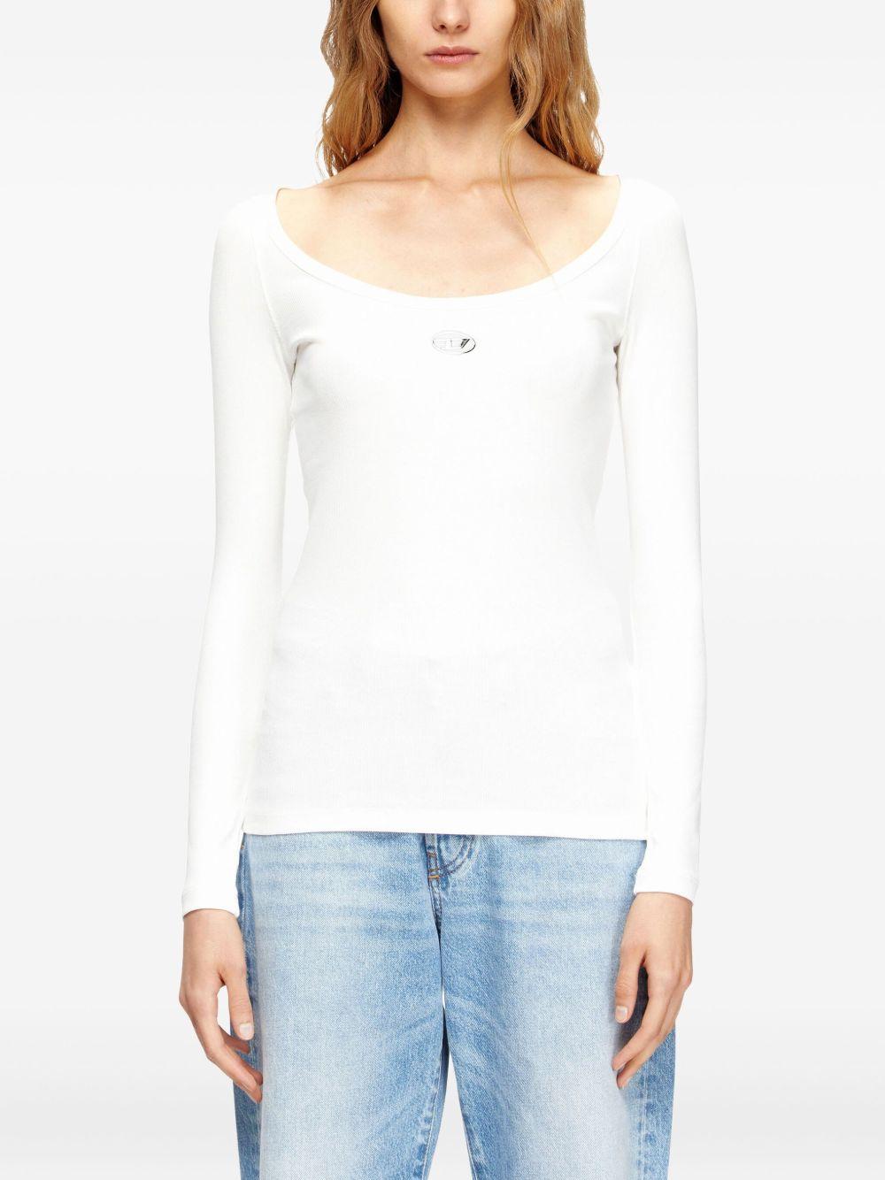 Long sleeve ribbed top with metallic Oval D A19909 0JMBA141 DIESEL