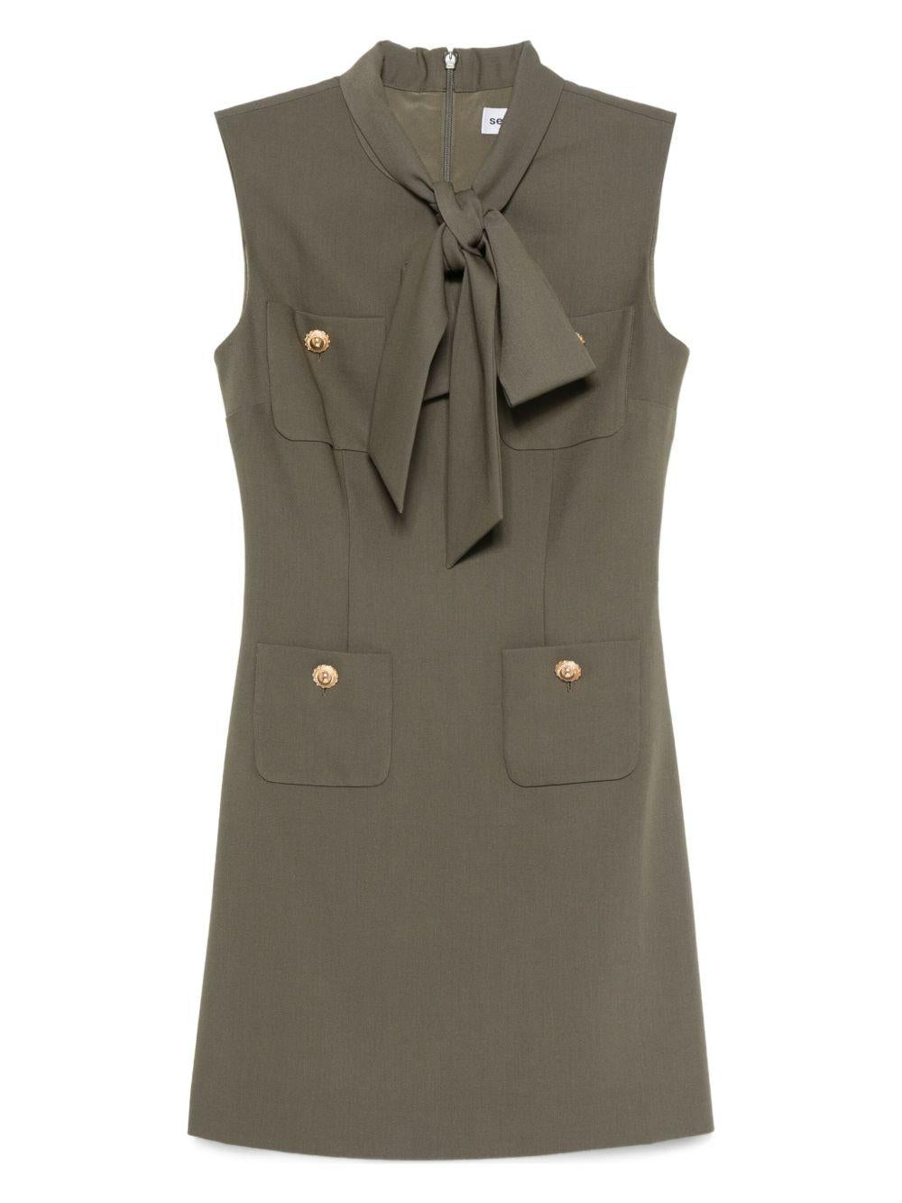 Twill mini dress 016SB GREEN SELF-PORTRAIT