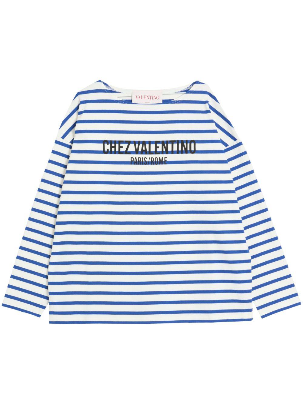 Chez Valentino-print striped T-shirt<BR/><BR/> 6V3MG16RAPV RGY VALENTINO GARAVANI