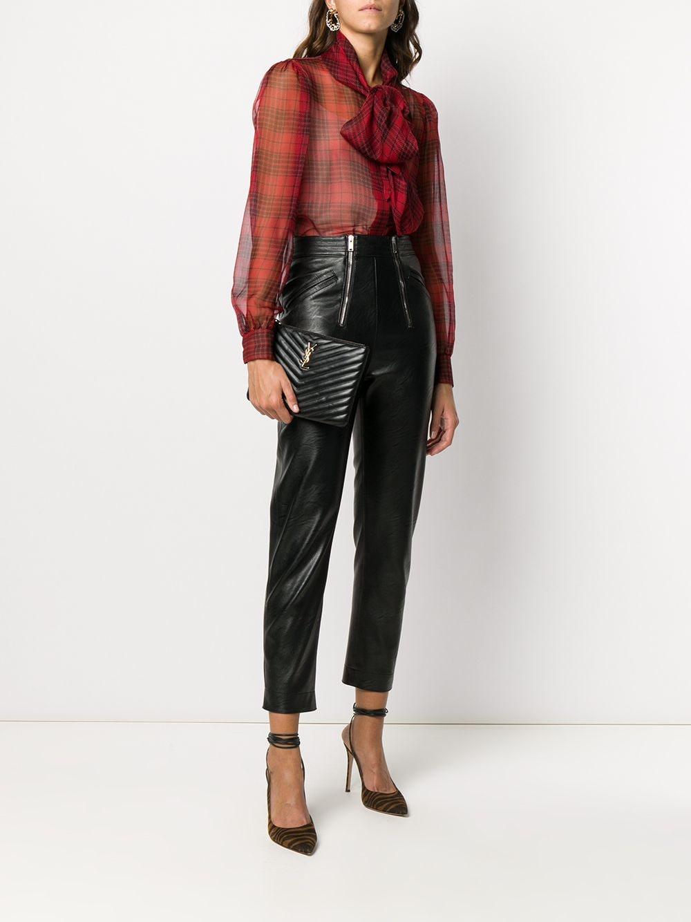 Red silk semi-sheer bow-detail silk blouse 641585 Y8B866041 SAINT LAURENT