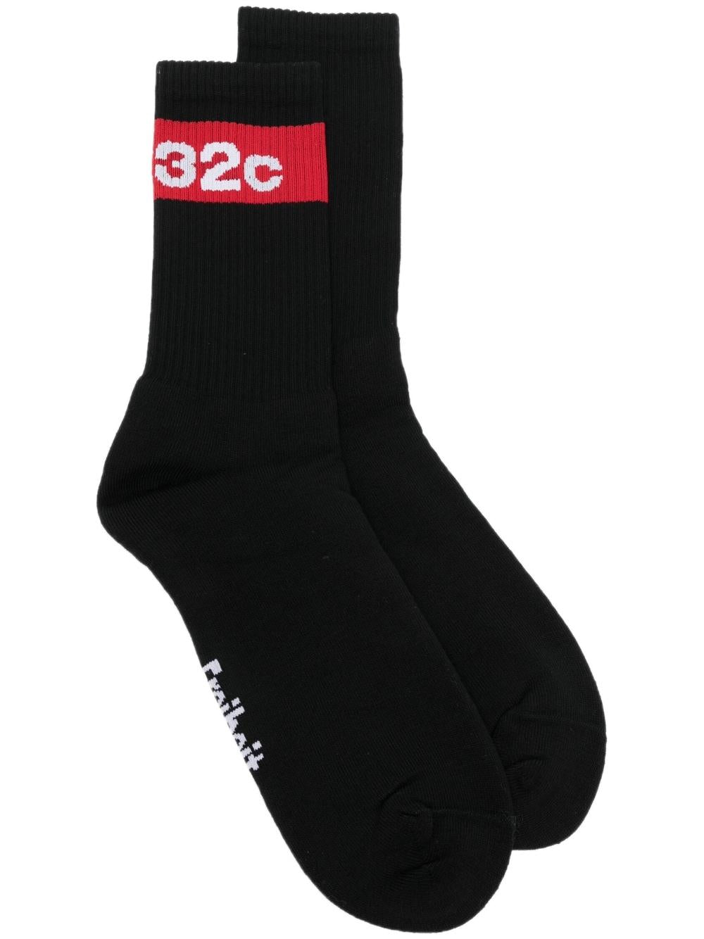 Logo-print knit socks A1010 BLACK 032c