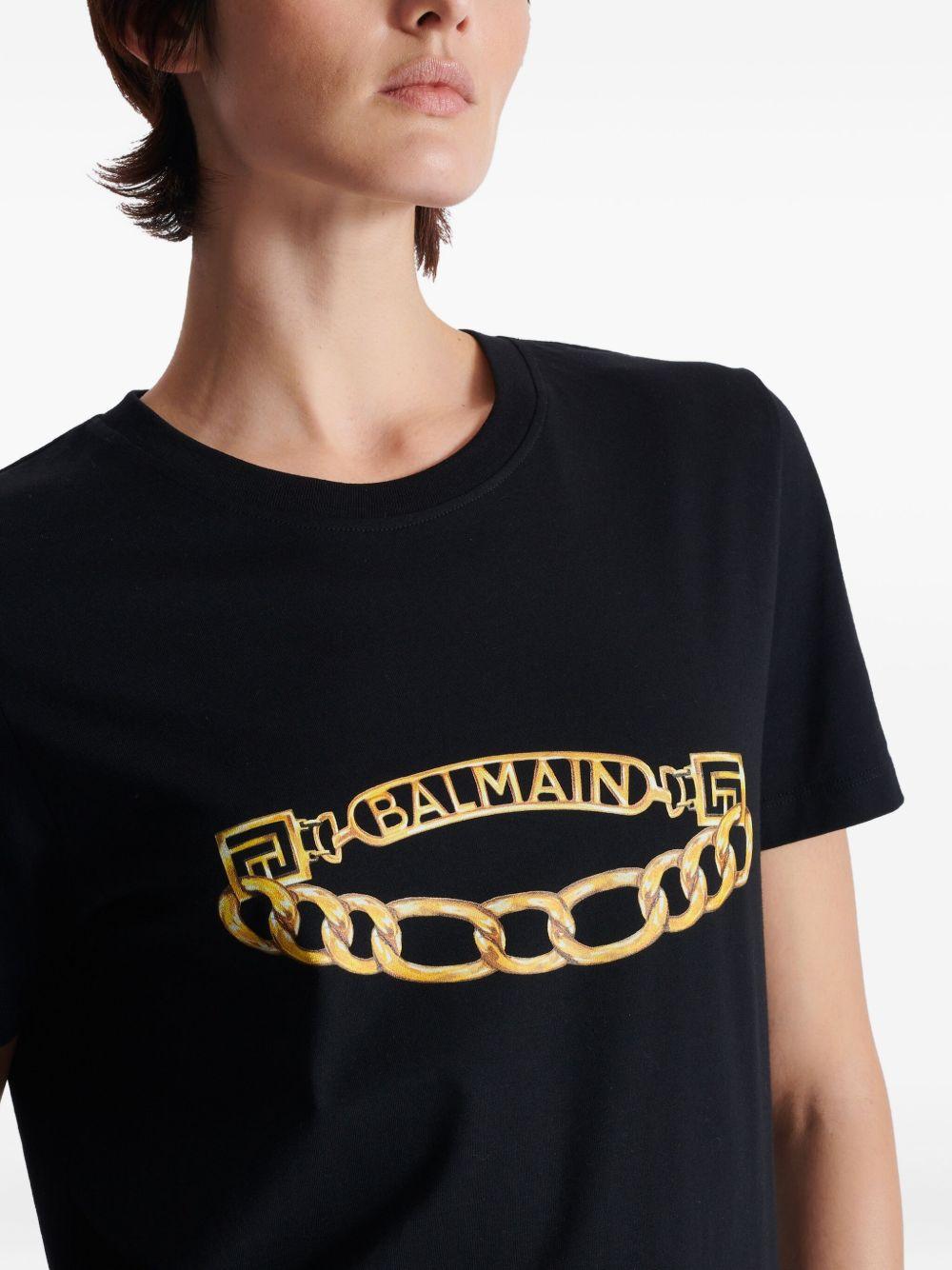 Short-sleeved Balmain Chain print T-shirt FF1EF004GE97 EAD BALMAIN