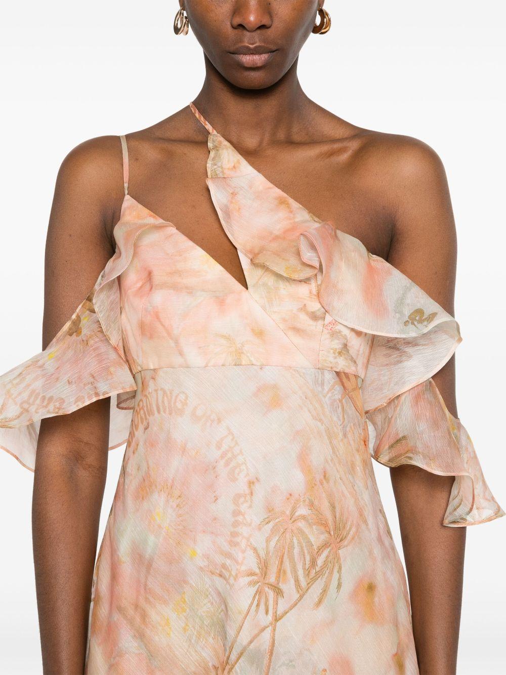 Illuminate midi dress<BR/><BR/><BR/> 3967DS251 GUAVA PARADISE ZIMMERMANN