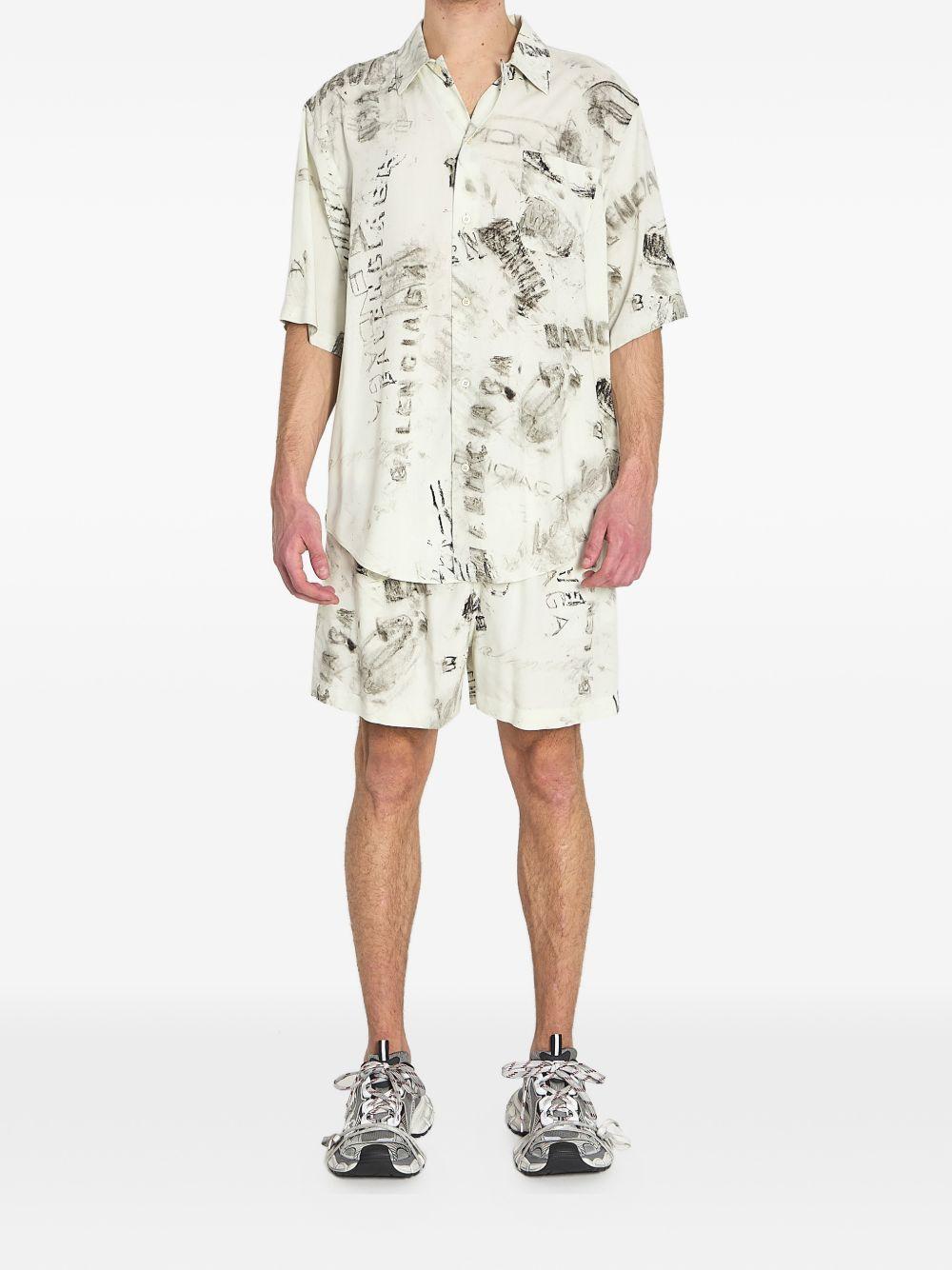 Washed Crayon Allover Short Sleeve Minimal Shirt 852334 TTL781240 BALENCIAGA