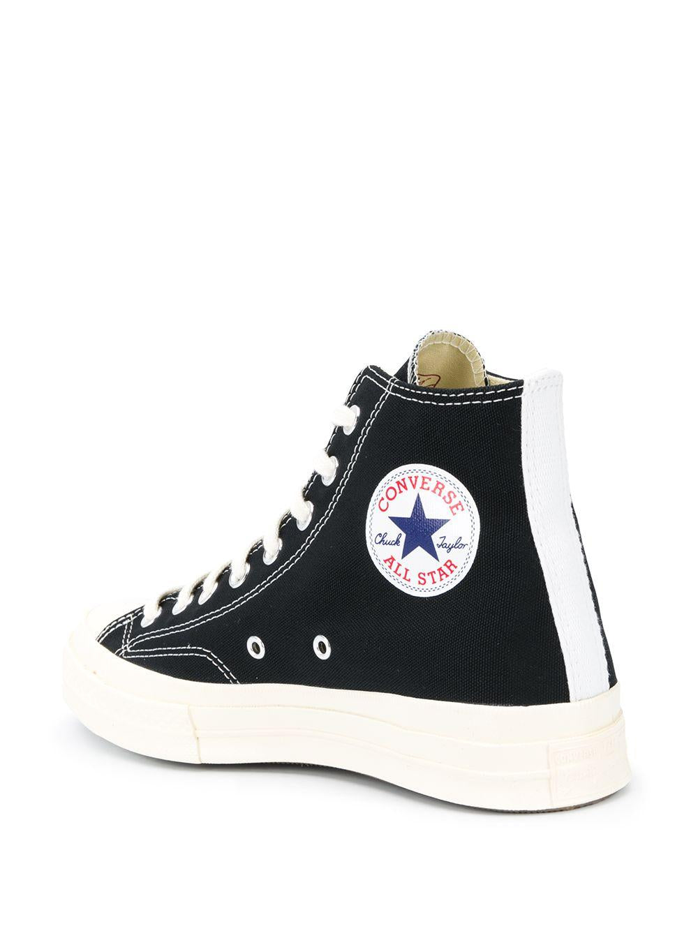 Converse x CDG<BR/>High-top black sneakers with heart application P1K112 BLACK COMME des GARÇONS PLAY x Converse