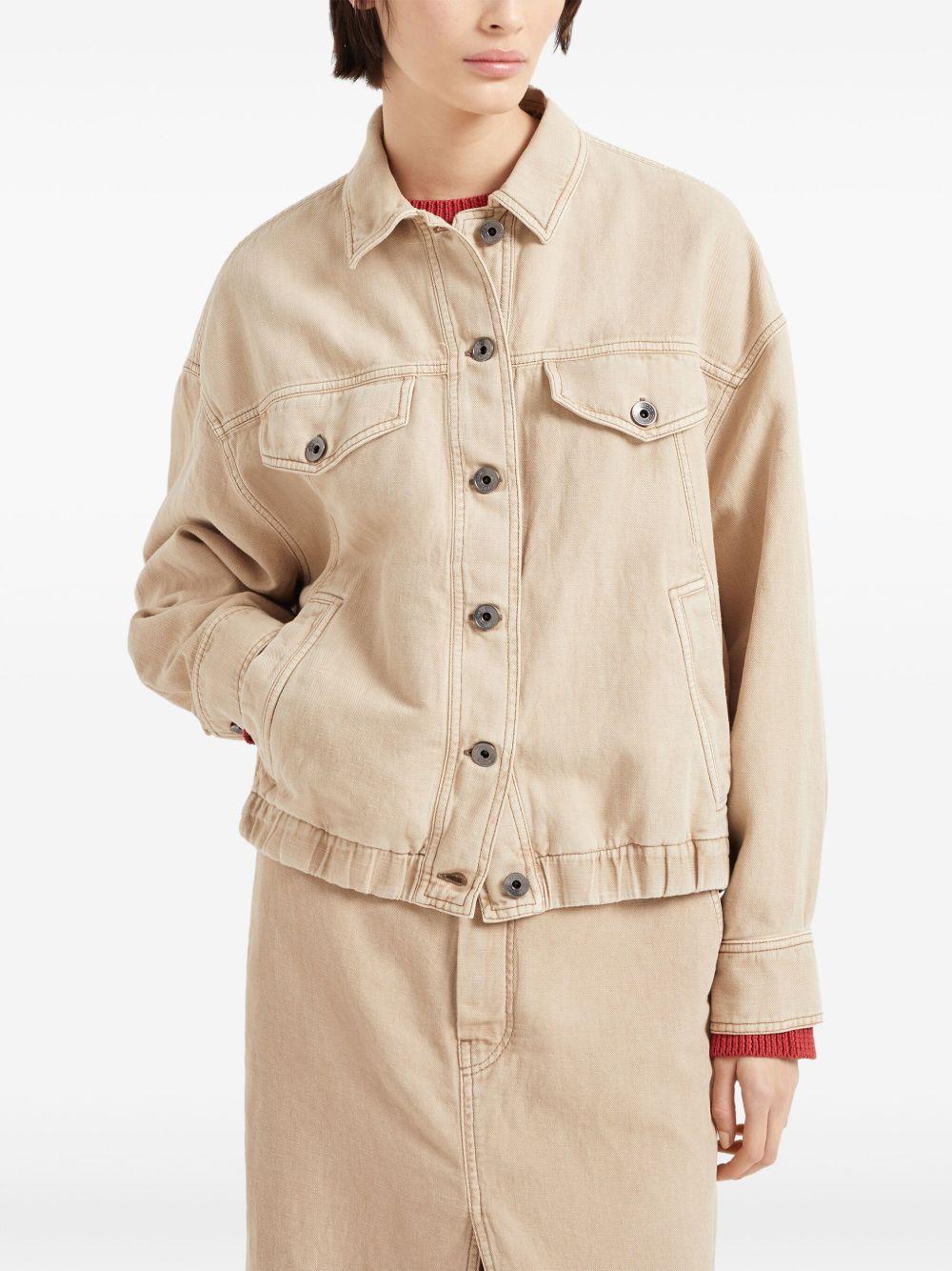 Four-pocket jacket in garment-dyed cotton-linen cover-up with monile ML996FX716 C2910 BRUNELLO CUCINELLI