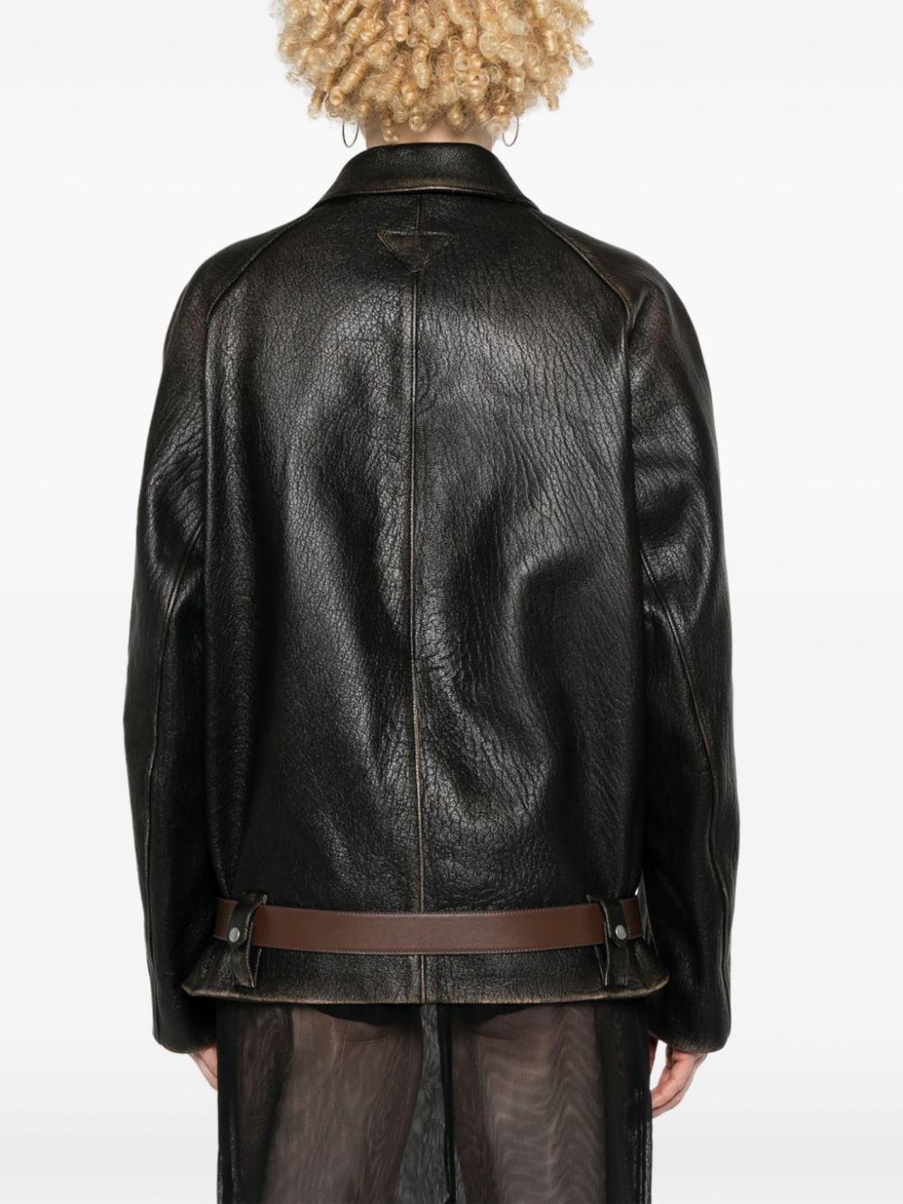 Belted leather jacket<BR/><BR/><BR/> 58A170 1455F0002 PRADA