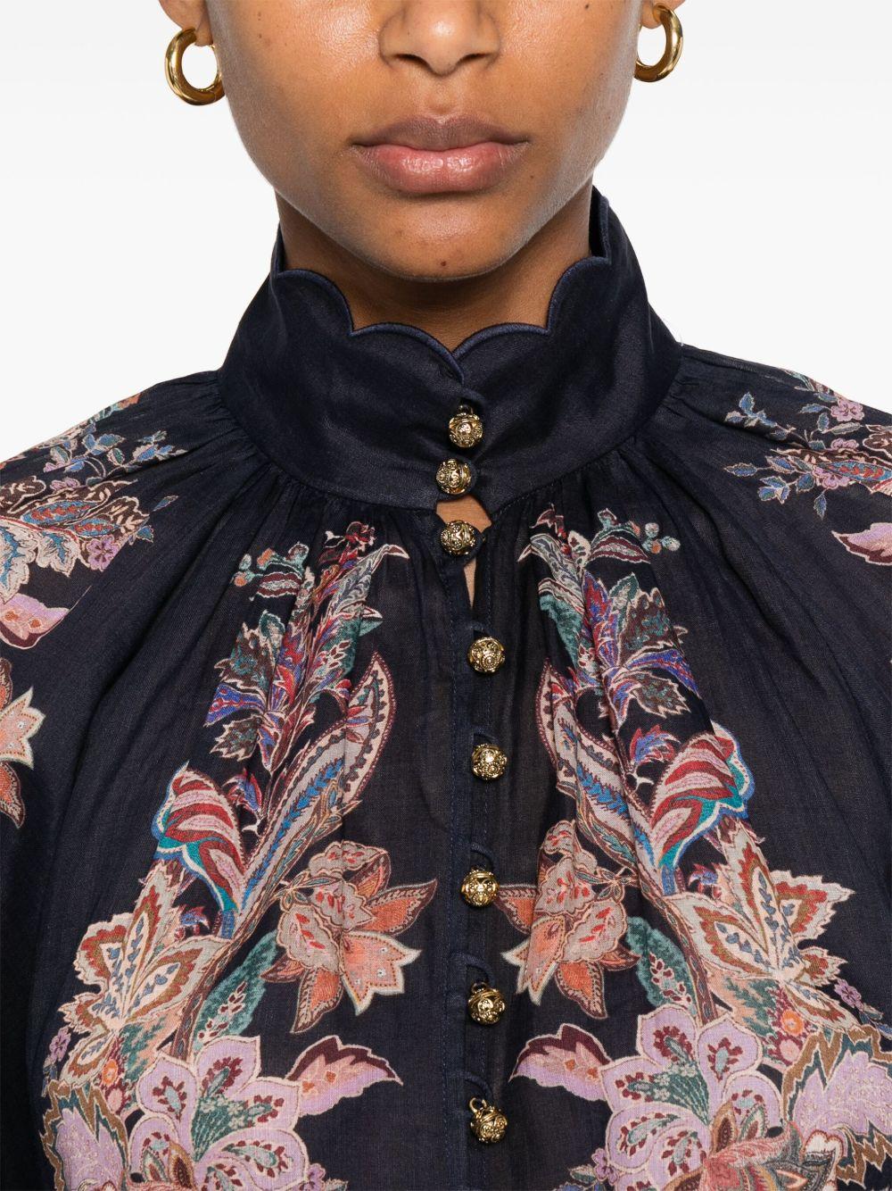 Rhiannon Billow blouse<BR/><BR/> 4273TSS251 NAVMLTPAI ZIMMERMANN