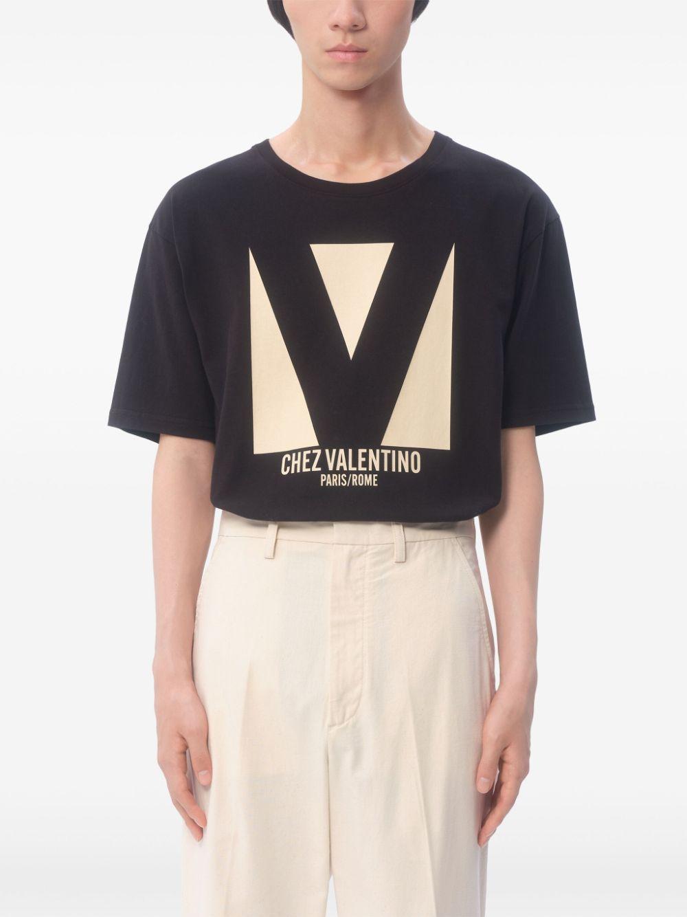 Chez Valentino-print T-shirt<BR/><BR/><BR/> 6V3MG16PAQ9 0NO VALENTINO GARAVANI