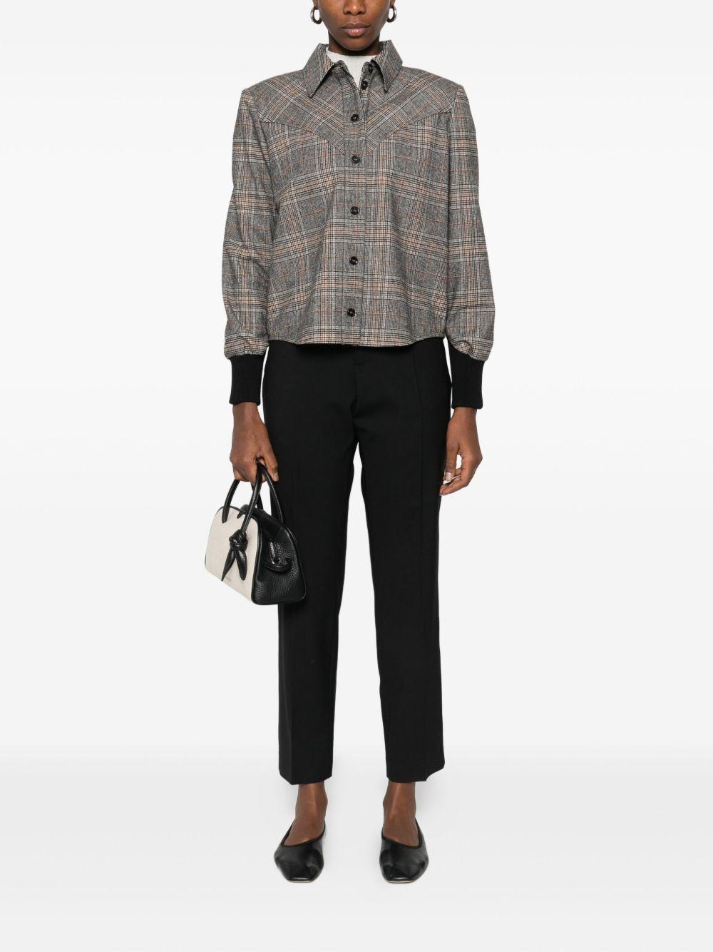 Checked shirt with knitted cuffs 106102 A36LPIP PINKO