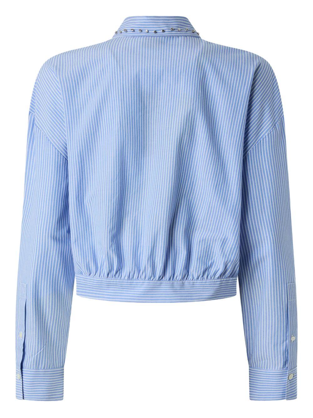 Striped cropped shirt with jewel collar 106277 A32RZE5 PINKO