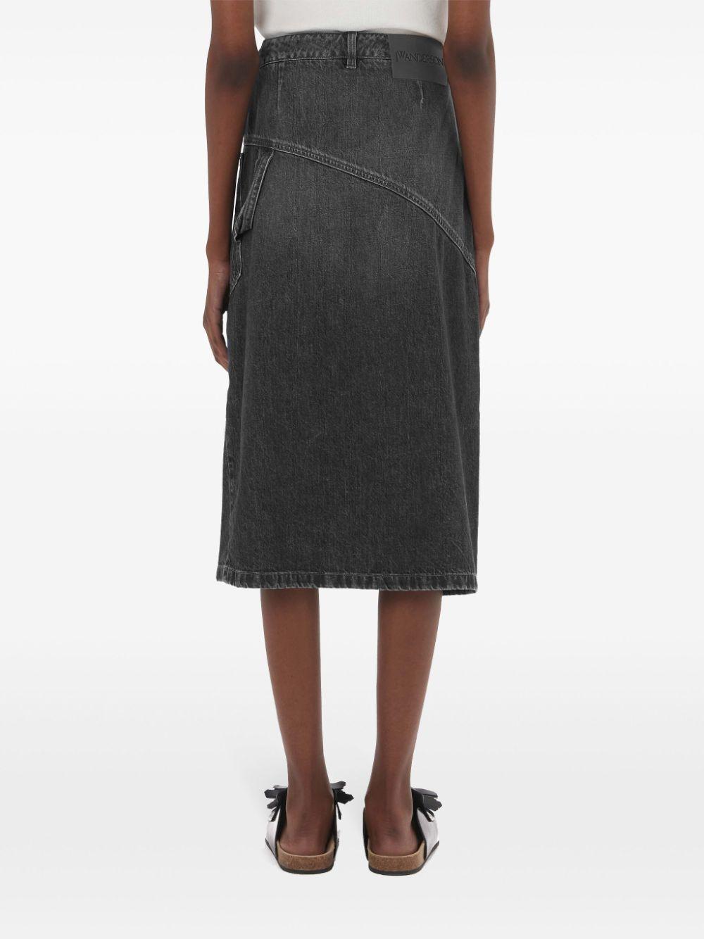 Twisted denim midi skirt<BR/><BR/><BR/> DK0023 PG1195929 JW ANDERSON