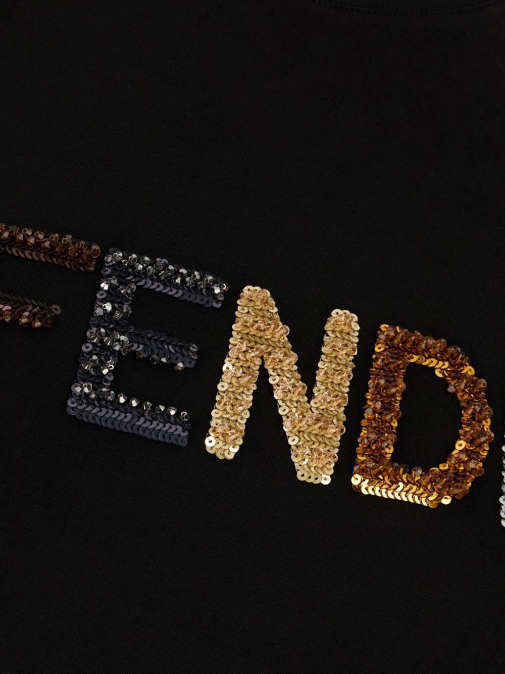 Sequinned-logo T-shirt<BR/><BR/><BR/> FS7254 AT2DF0GME FENDI