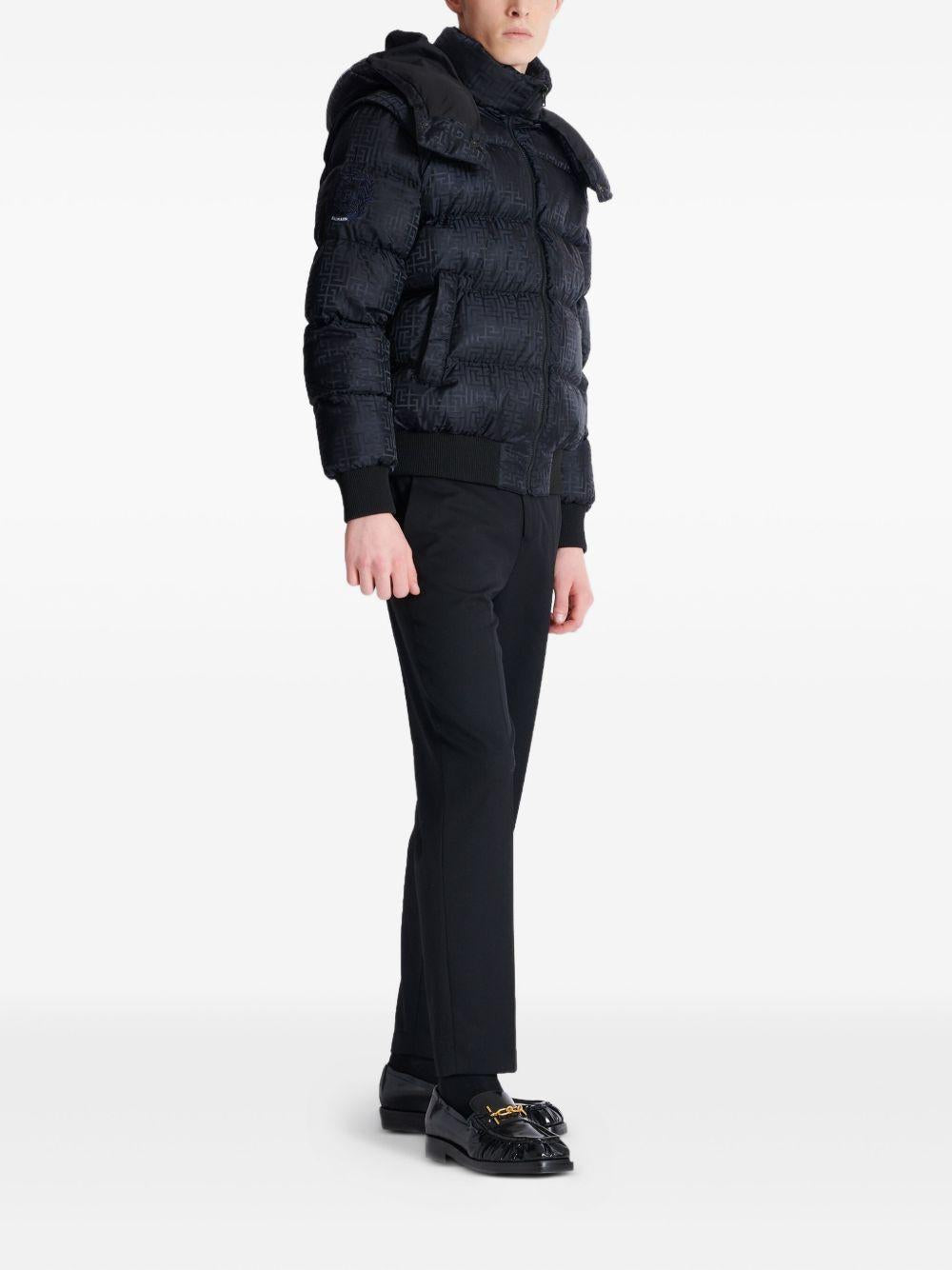 Cropped monogram jacquard padded jacket FH1TP161XB11 EAP BALMAIN