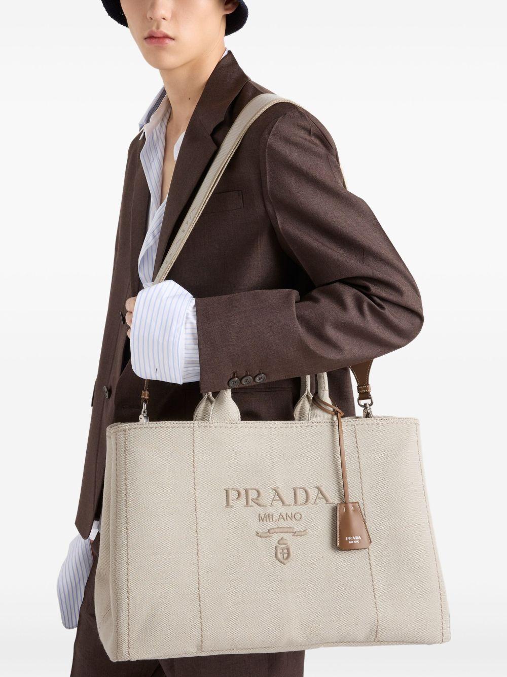 Prada Jardinière extra-large linen blend tote bag 2VG1312CX9 V-OOOF0018 PRADA