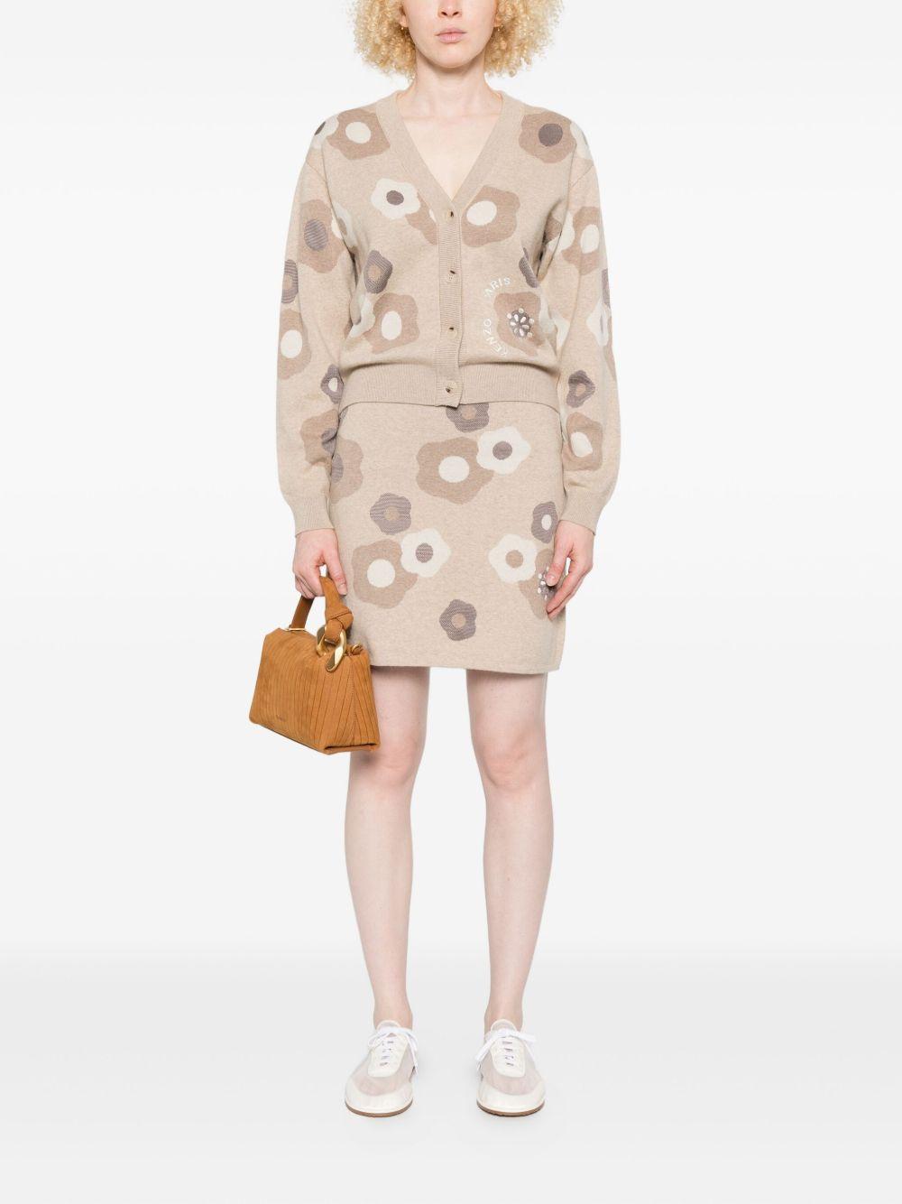 'Hana Dots' embroidered cardigan in mixed cotton wool FF62CA7023CR 11BEIGE KENZO