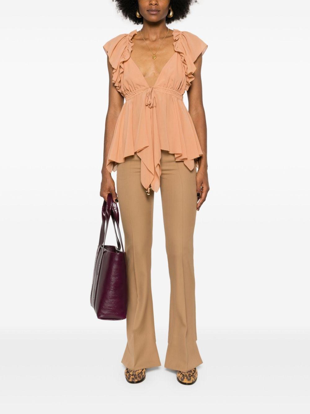Ruffled trim plunging top CH24AHT41002 26W CHLOÉ