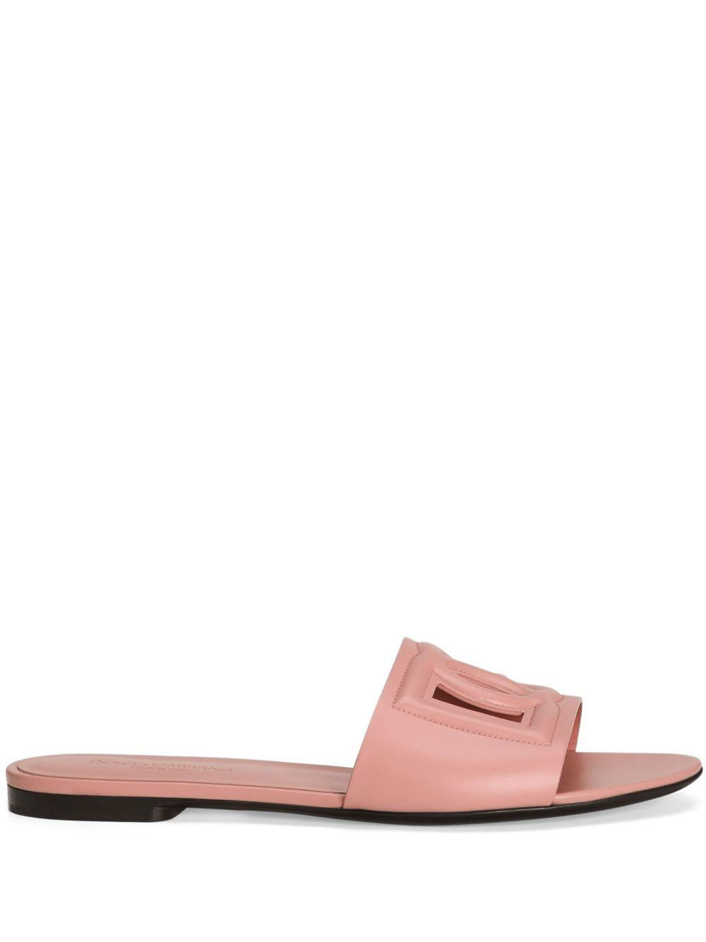 Calfskin slides with DG logo CQ0436 AY32980405 DOLCE & GABBANA
