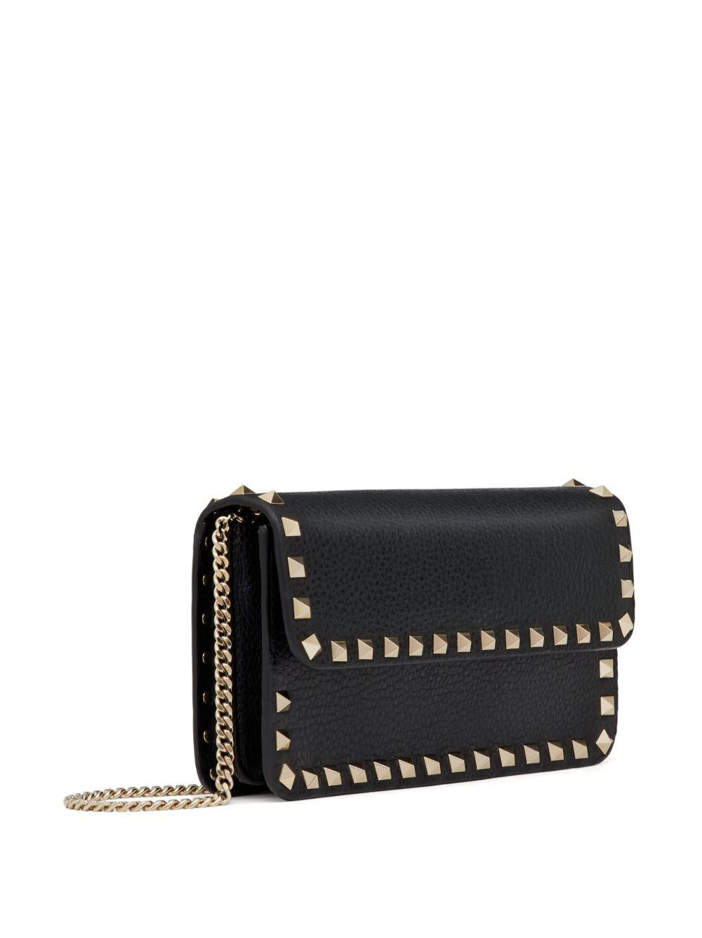 Rockstud leather clutch bag<BR/><BR/><BR/> 6W2P0S61VSH 0NO VALENTINO GARAVANI