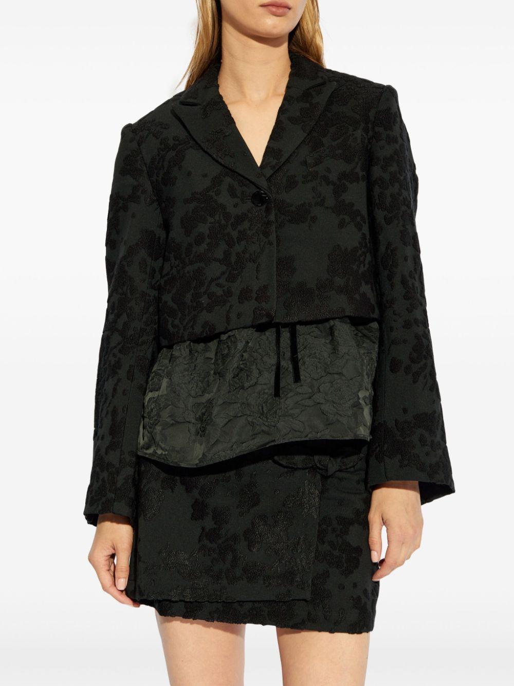 Floral-embroidered cropped blazer<BR/><BR/><BR/> F9274 099 GANNI