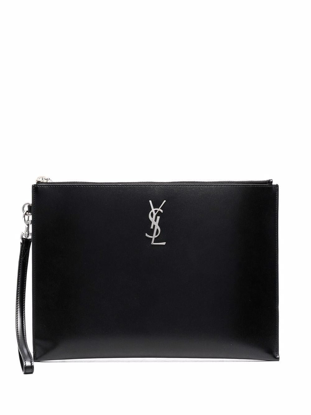 Logo plaque clutch bag 6676860SX0E 1000 SAINT LAURENT