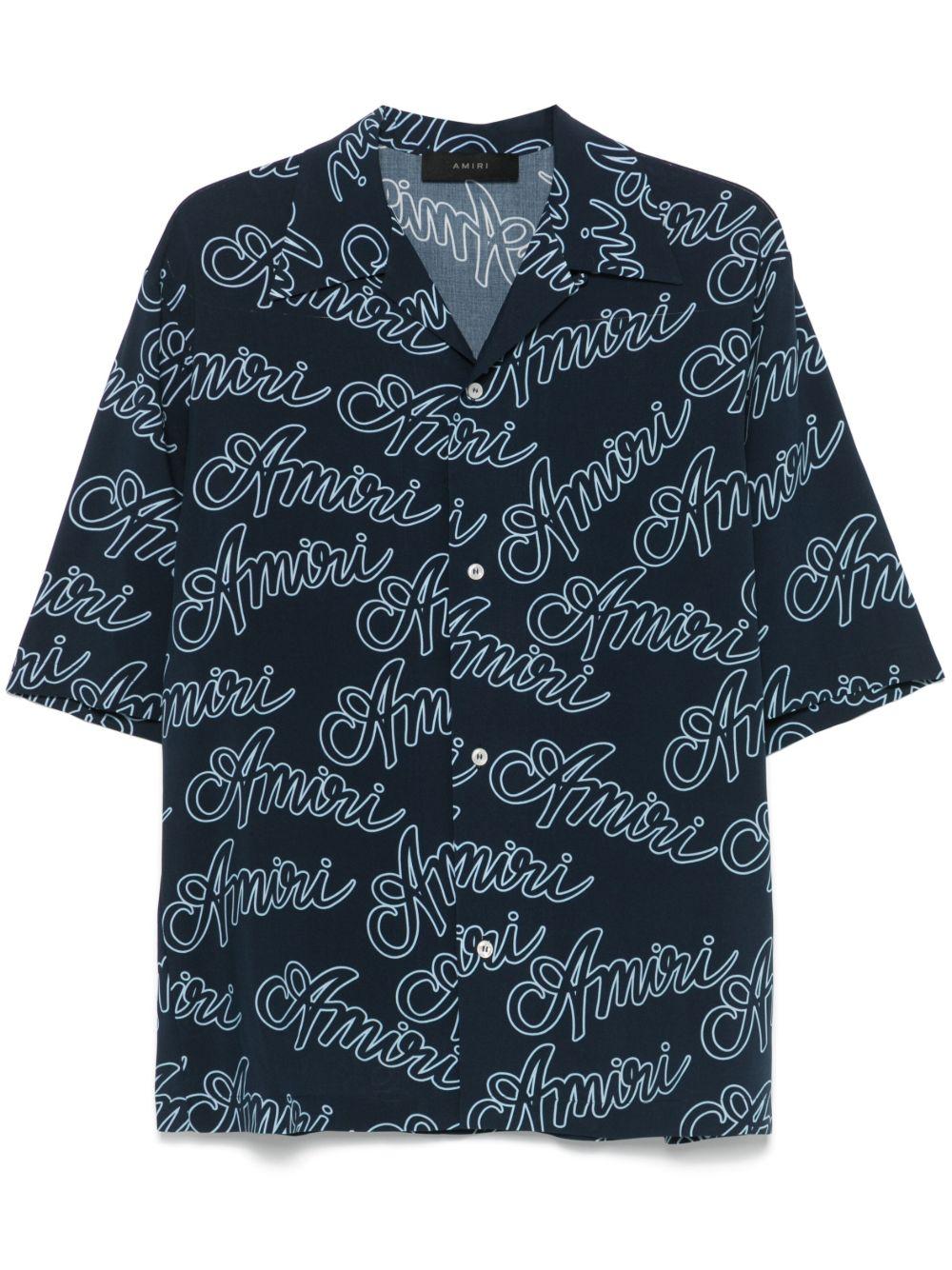 Script shirt<BR/><BR/><BR/> AMSTCA1081 MIDGNIGHT BLUE AMIRI