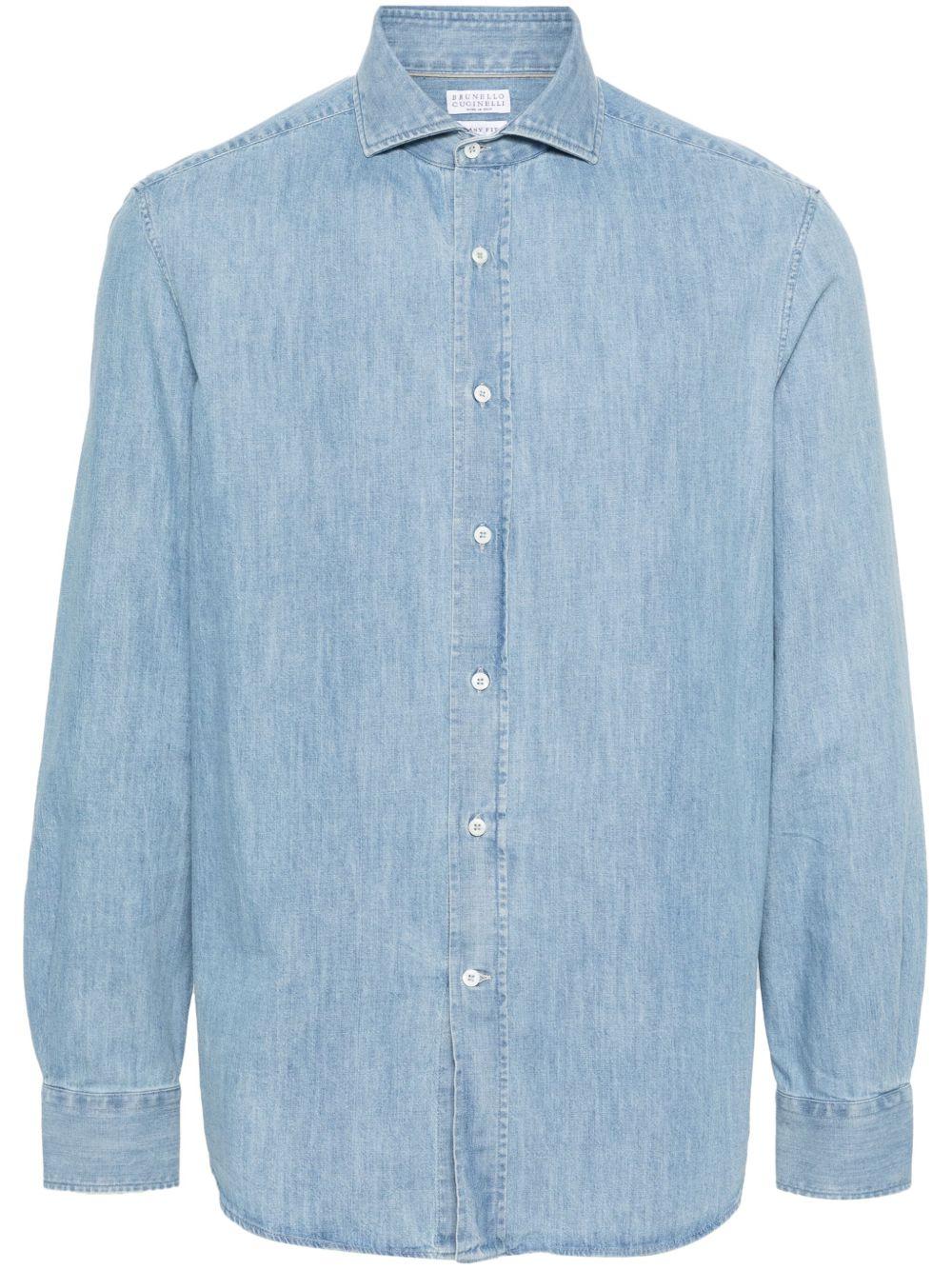 Easy-fit shirt in lightweight denim with French collar MH1920627 C8331 BRUNELLO CUCINELLI