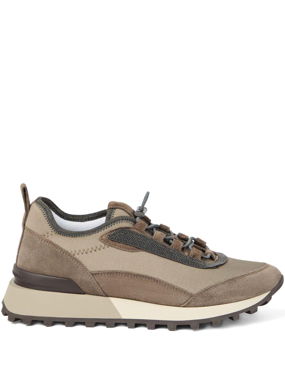 Runners in tessuto techno e camoscio con Precious Trim MZSFG3045 C8769 BRUNELLO CUCINELLI