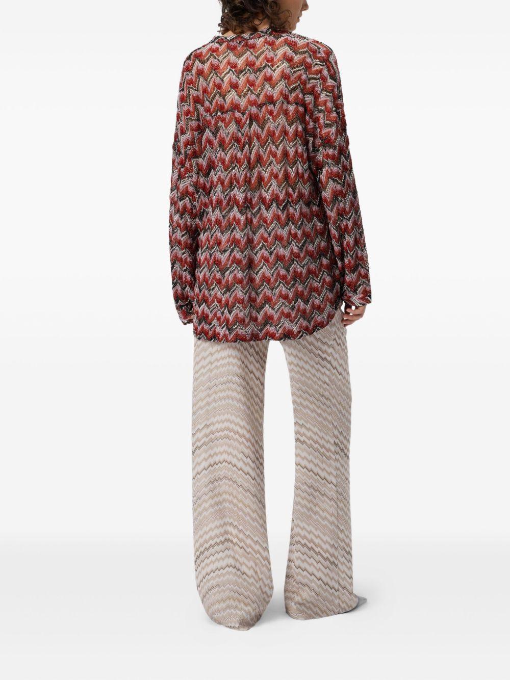 Oversized blouse with mandarin collar and v-neck DS25WJ0O BR012PS4175 MISSONI