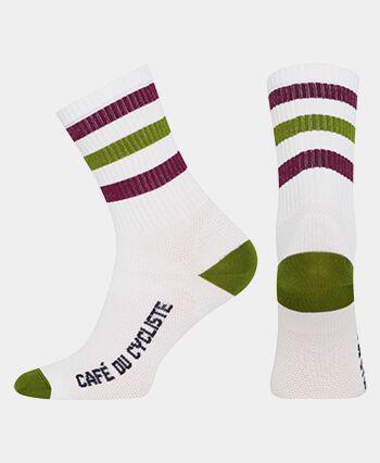 Skate Stripes Cycling Sock SKATE LILA GREEN CAFÉ DU CYCLISTE