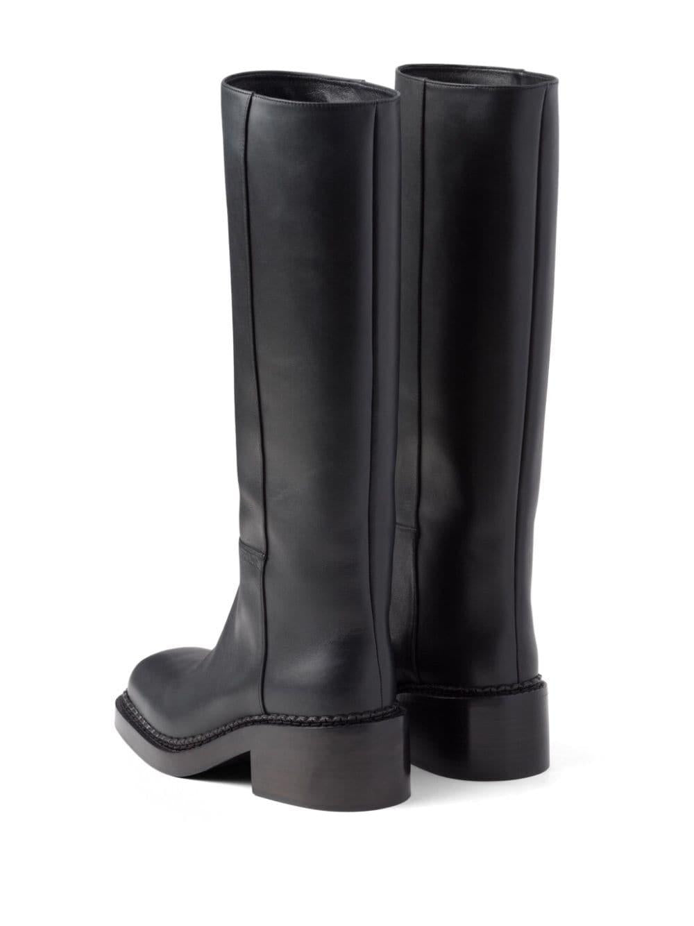 Knee-high 55mm leather boots<BR/><BR/> 1W746N 070F0002 PRADA