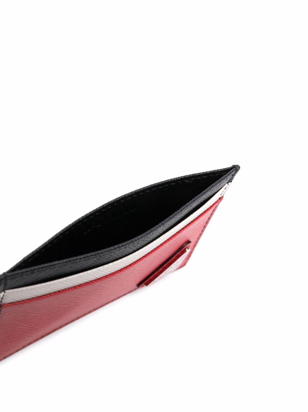 Red/white/black calf leather colour-block cardholder 2MC149 2FJ6F0002 PRADA