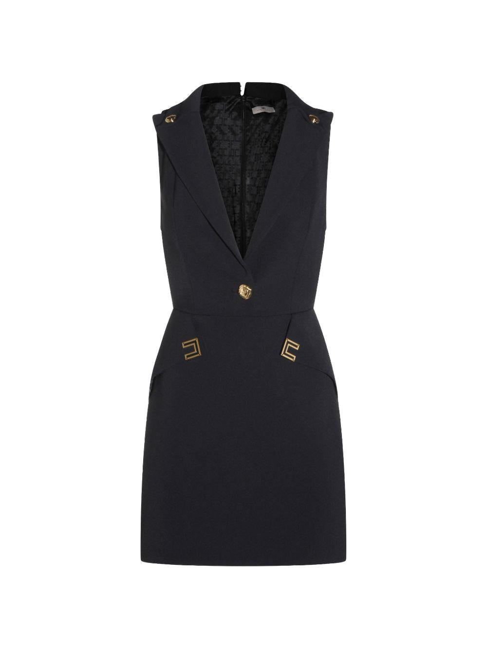 Mini dress in double stretch crepe with logo details AB92461E2 110 ELISABETTA FRANCHI