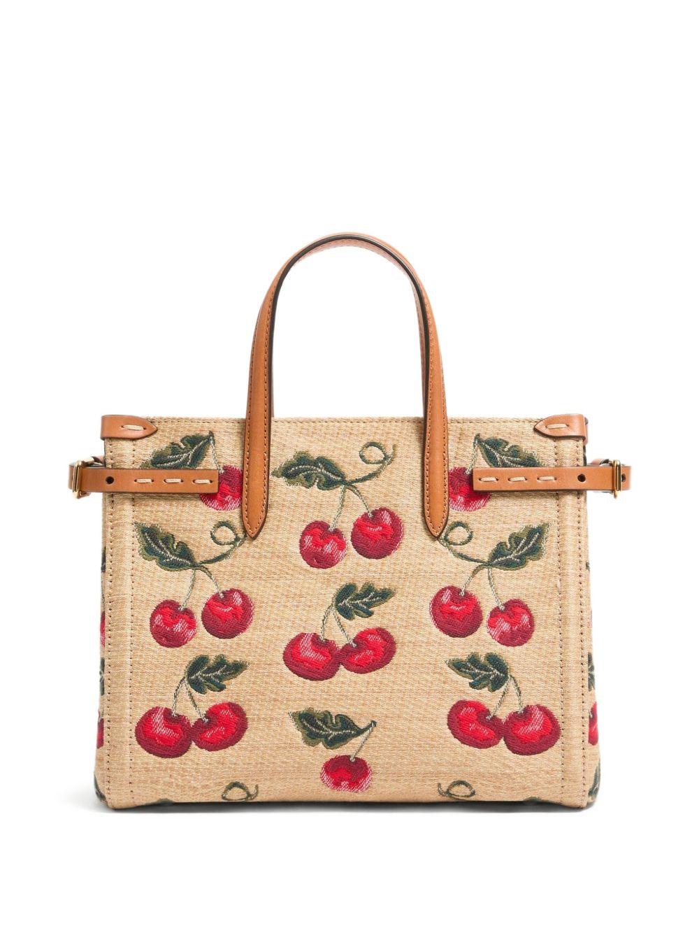 SMALL SHOPPING BAG IN JACQUARD RAFFIA WITH CHERRYFIC PATTERN 6W0B0R20MCZ R9F VALENTINO GARAVANI