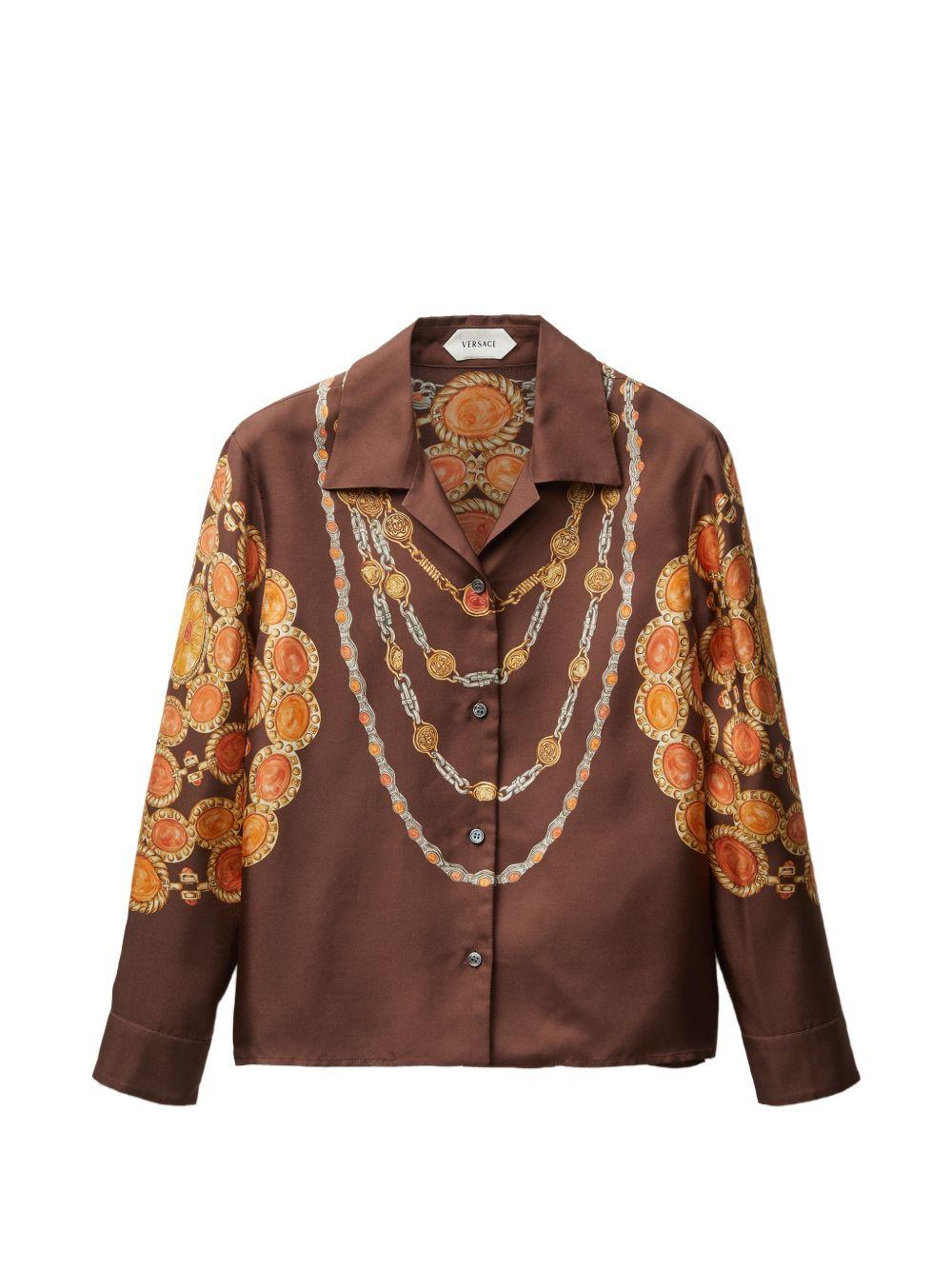 Printed Silk Twill Shirt 1024231 1A179525N940 VERSACE