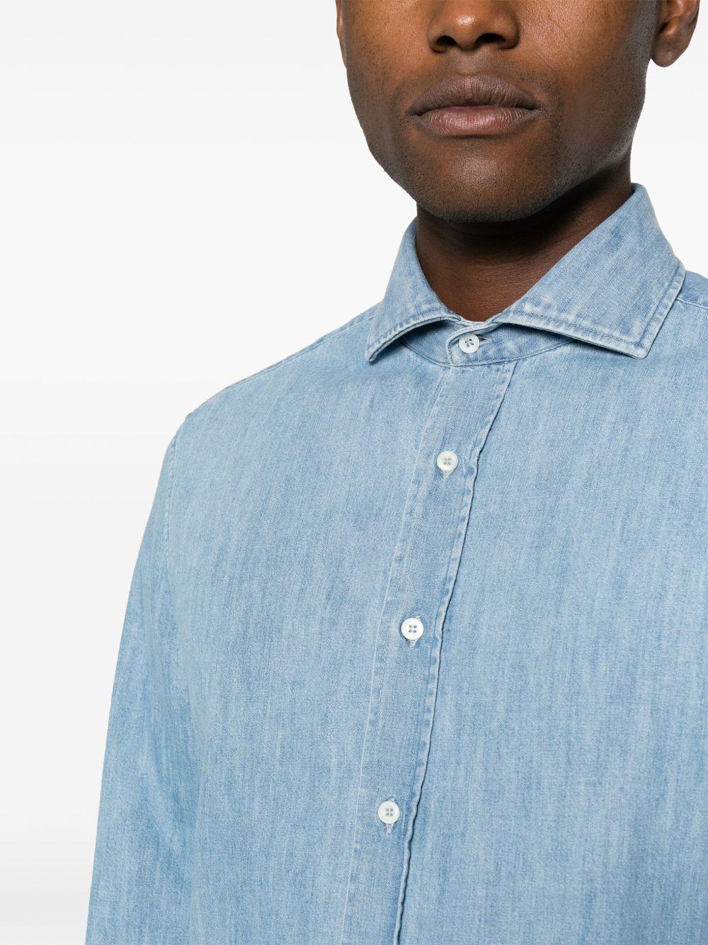 Easy-fit shirt in lightweight denim with French collar MH1920627 C8331 BRUNELLO CUCINELLI
