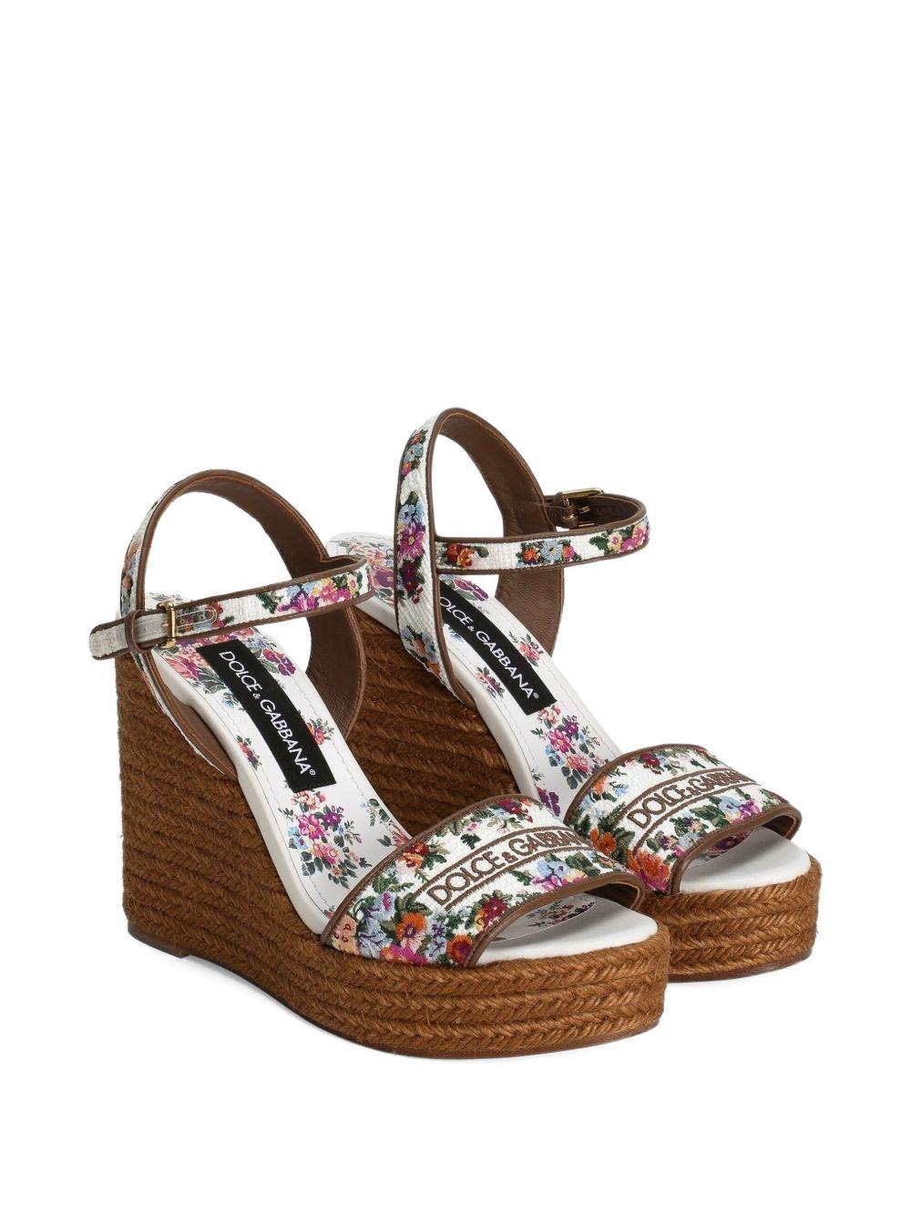 Nappa leather weDGe sandals with embroidery CZ0318 A64838V135 DOLCE & GABBANA