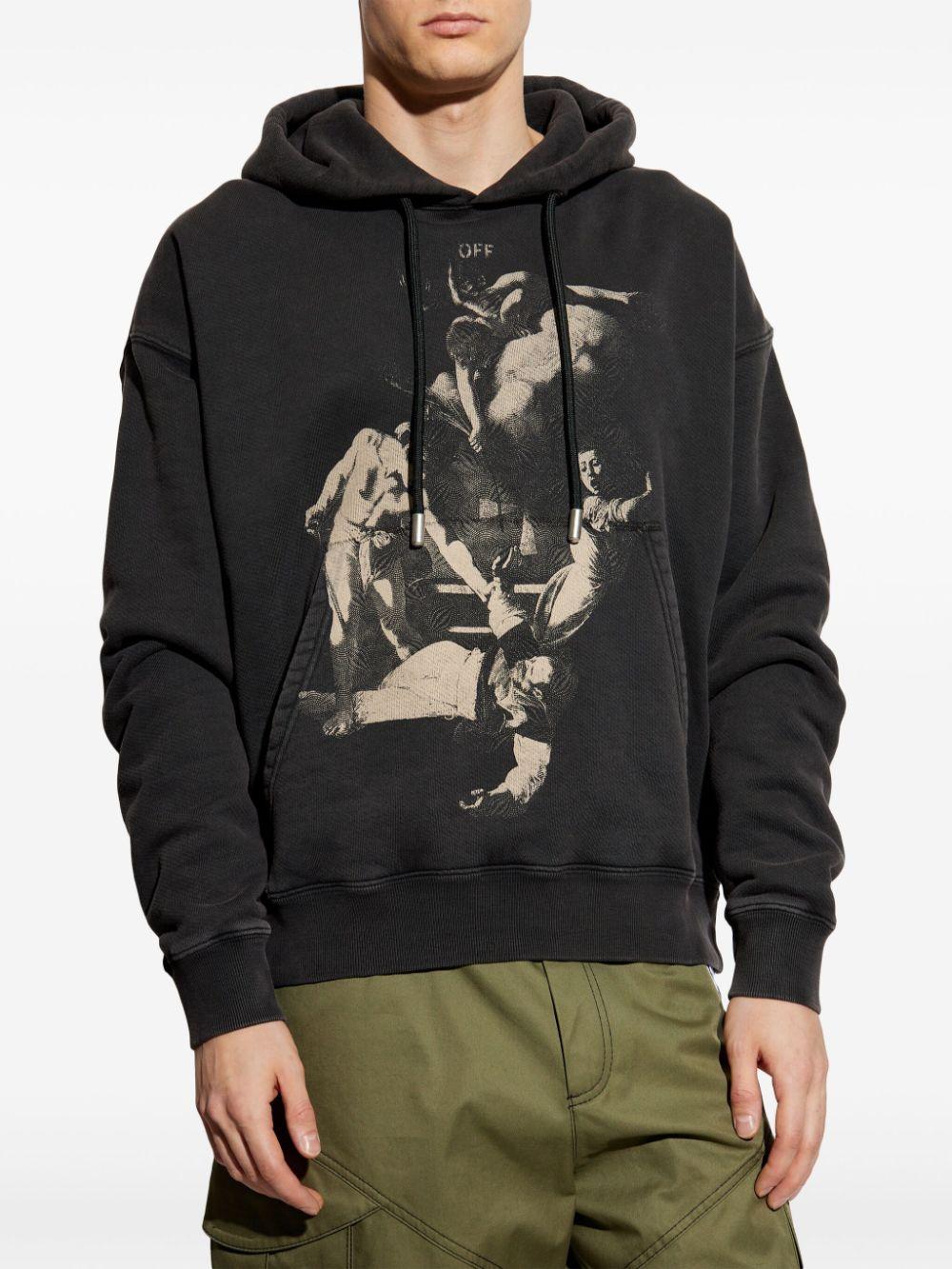Printed hoodie<BR/><BR/><BR/> OMBB085S25FLE00O 1361 OFF-WHITE