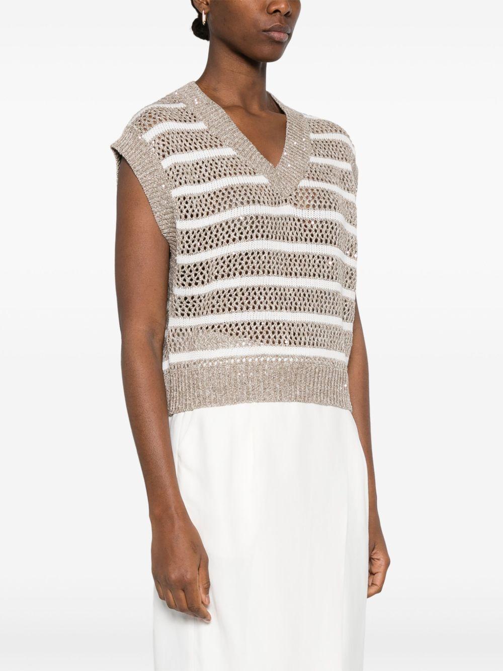 Sequined knitted vest<BR/><BR/><BR/> MCO558902 CKE88 BRUNELLO CUCINELLI