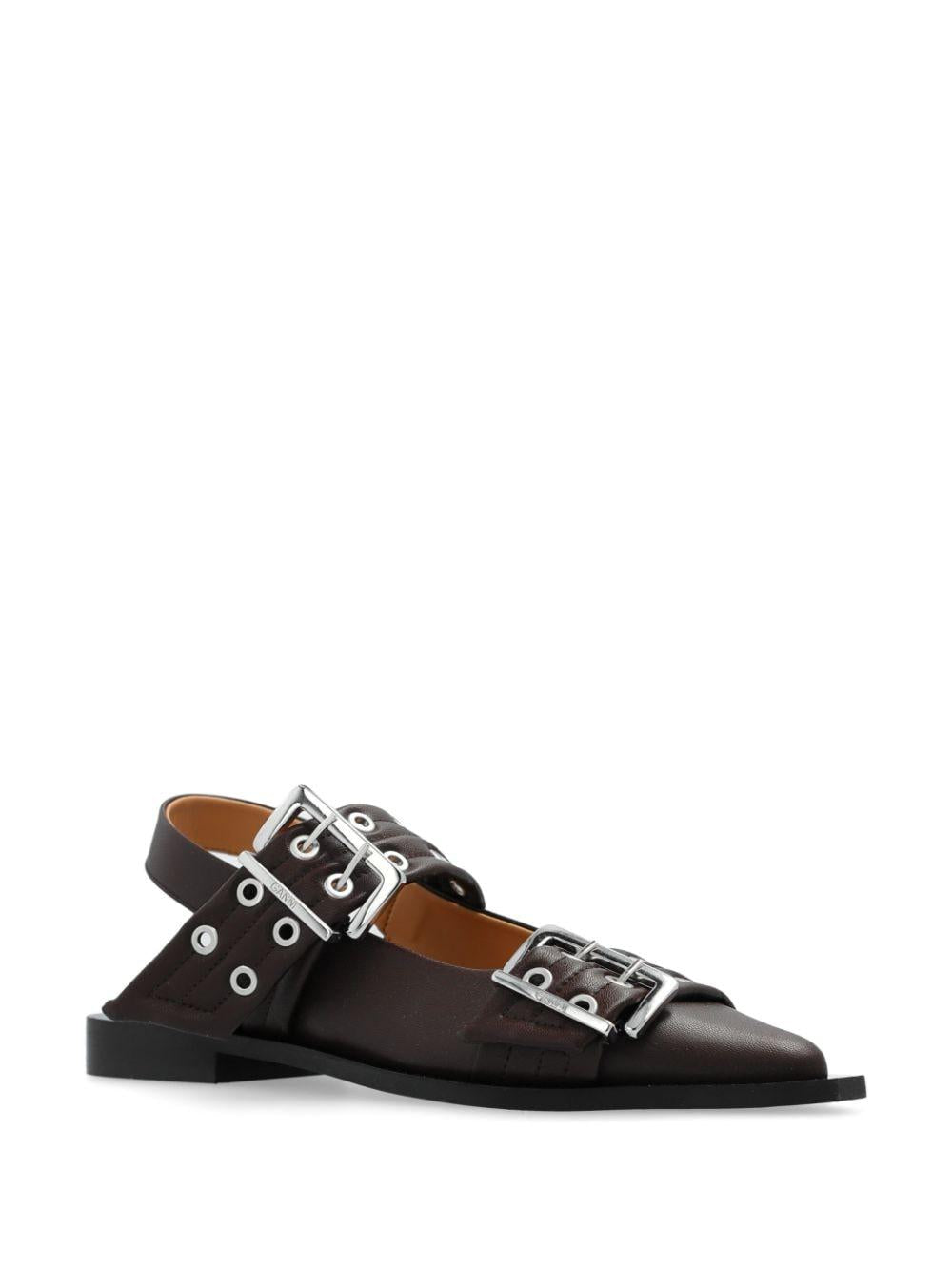 Buckled leather pumps<BR/><BR/> S2669 890 GANNI