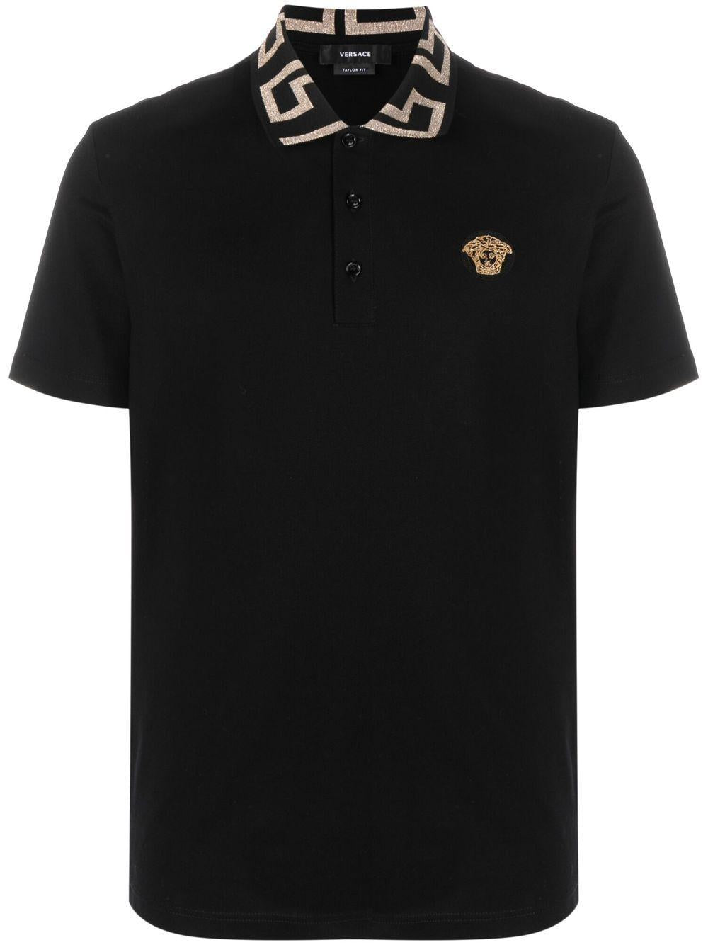 Embroidered Cotton-Piqué Polo A87402 1A061991B000 VERSACE