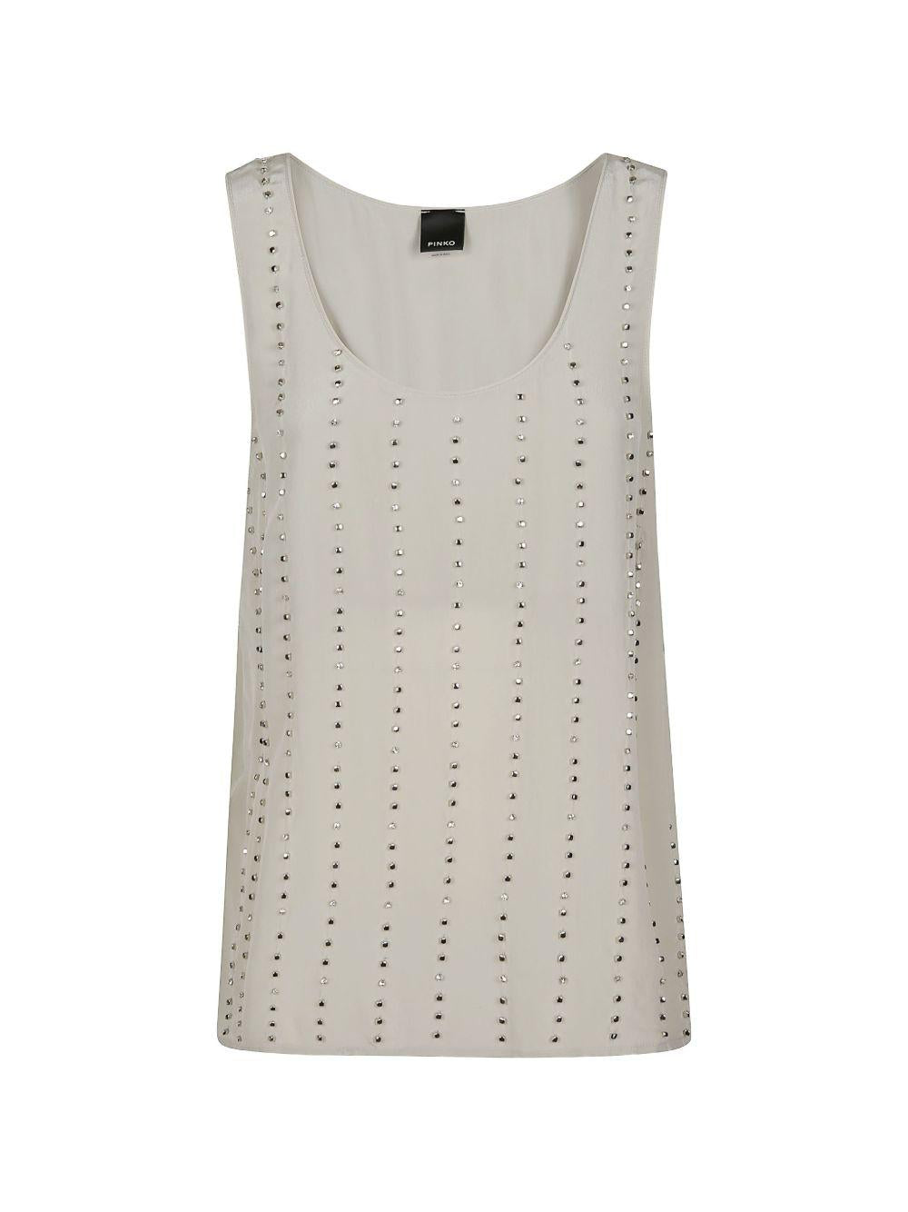 Striped tank top with jewelled detailing 106214 A31FI18 PINKO