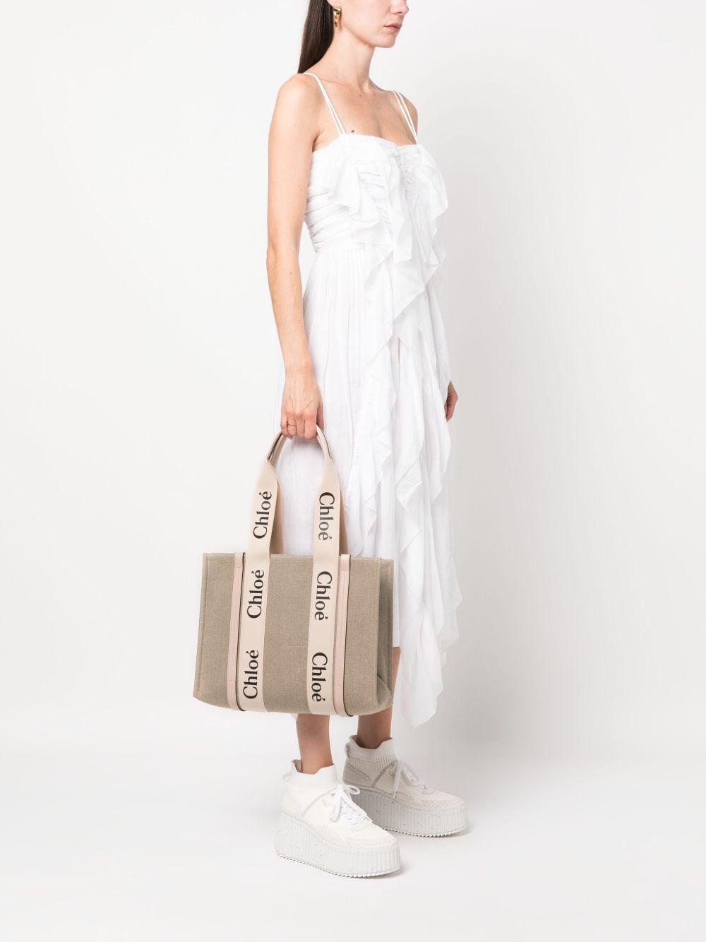 Woody medium linen tote bag CHC22AS383I26 6J5 CHLOÉ