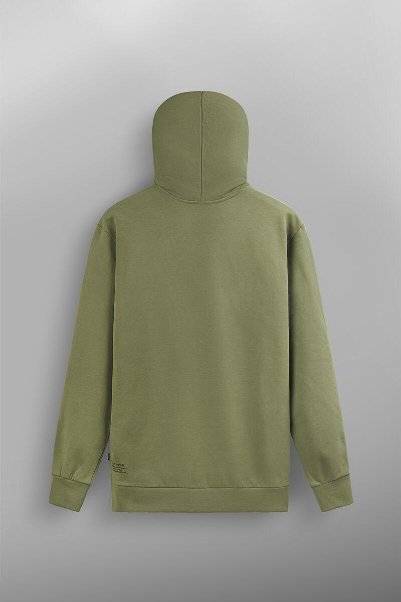 Olive hooded sweatshirt with embossed print MSW421 GREEN SPRAY PICTURE