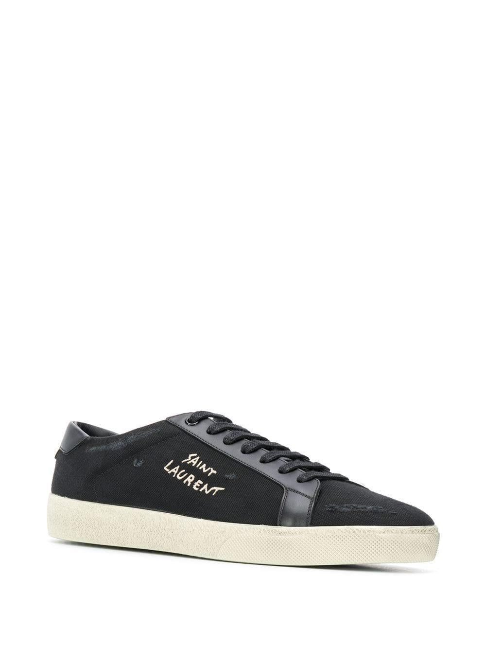 Black/white logo-print low-top sneakers 611106GUP50 1000 SAINT LAURENT